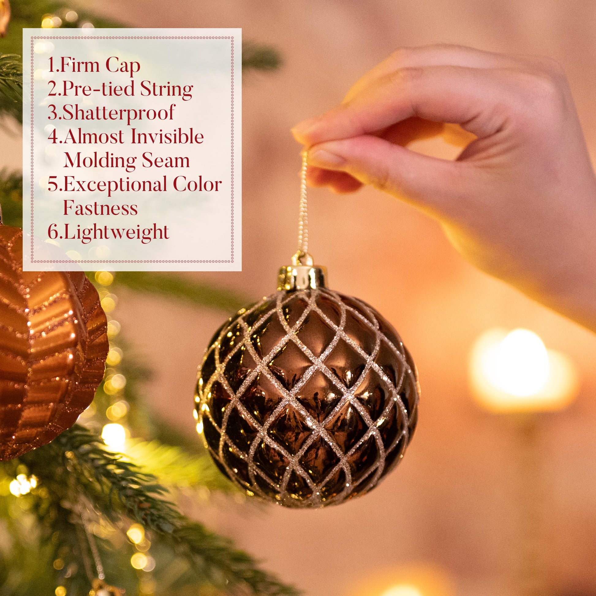 Valery Madelyn Christmas Ornaments Set, 16ct Bronze Copper and Gold Shatterproof Christmas Tree Decorations Ball Ornaments Bulk, 3.15 Inches Elegant Hanging Ornaments for Xmas Trees Decor - Medaid International