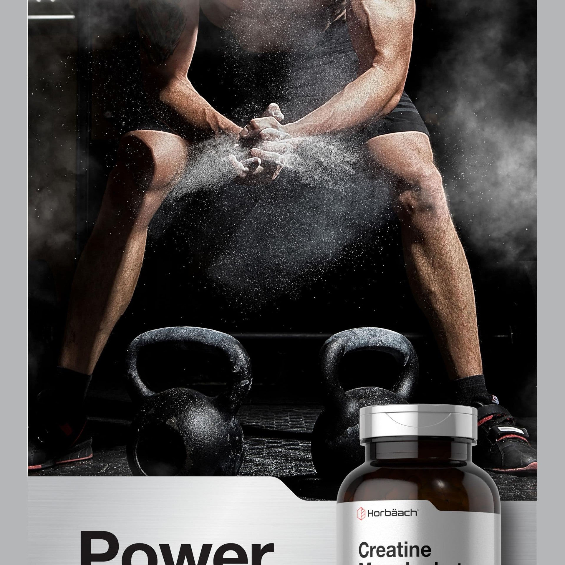 Horbäach Creatine Monohydrate | 5g | 225 Capsules | Non-GMO, Gluten Free Supplement - Medaid International