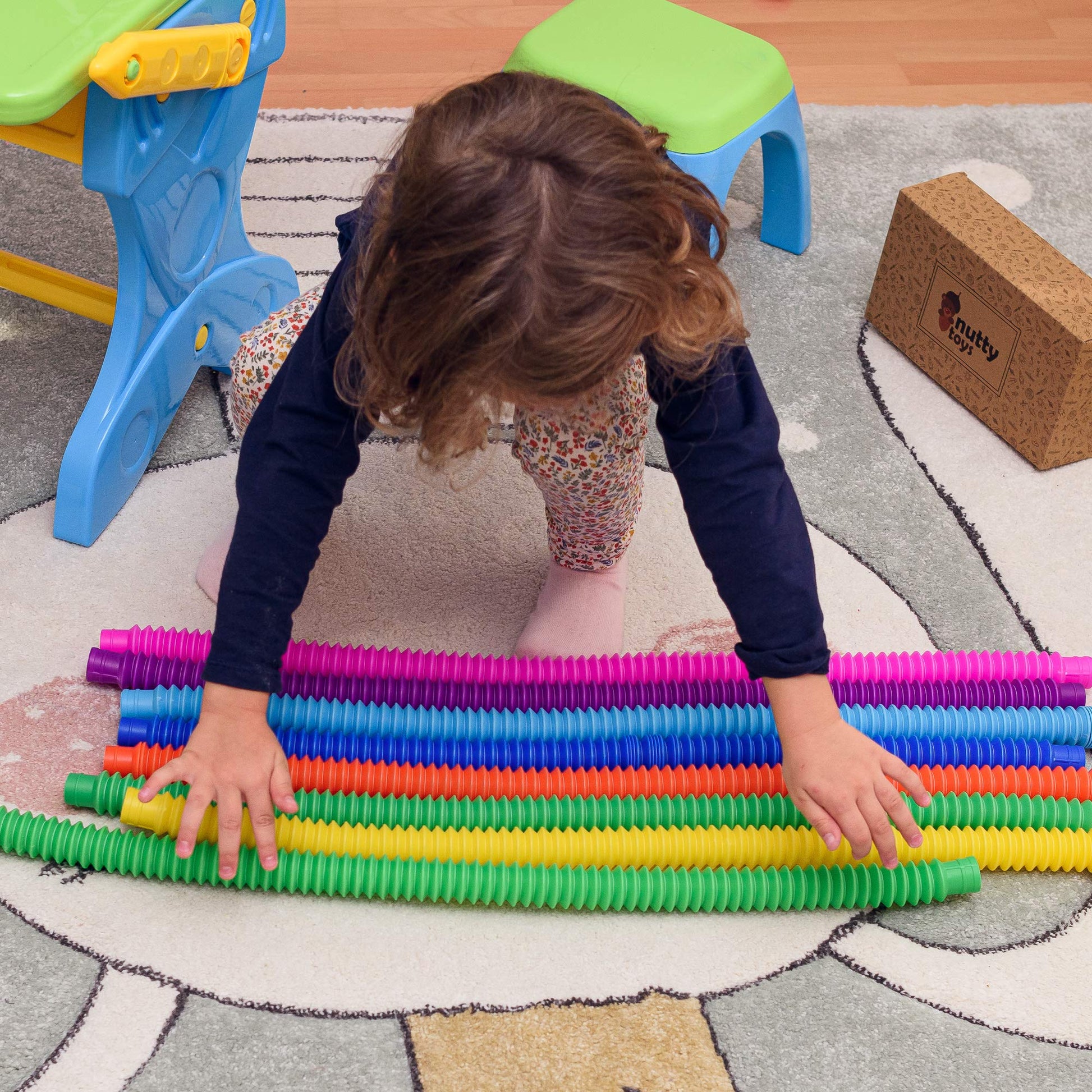 Nutty Toys Pop Tubes - Sensory Toys - Endless Creativity & Fun for Kids and Toddlers |8 Pack Large| - Connect & Pop! Top ADHD Autism Fidget 2025, Best Boy & Girl Christmas Stocking Stuffers Gift Idea - Medaid International