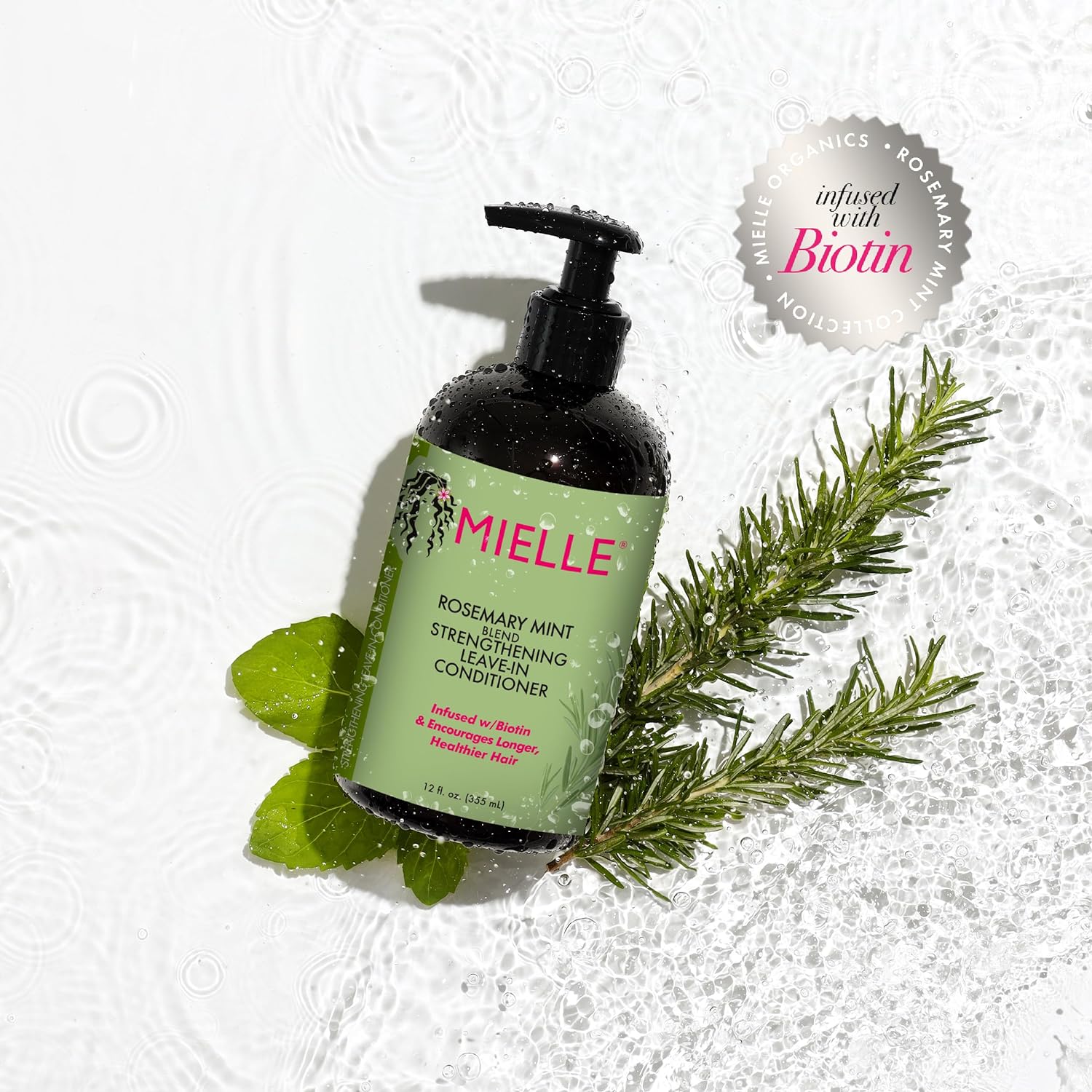 Mielle Organics Rosemary Mint Strengthening Leave-In Conditioner, Supports Hair Strength, Smooth Conditioner for Dry and Crinkled Hair, Weightless Hair Treatment - Medaid