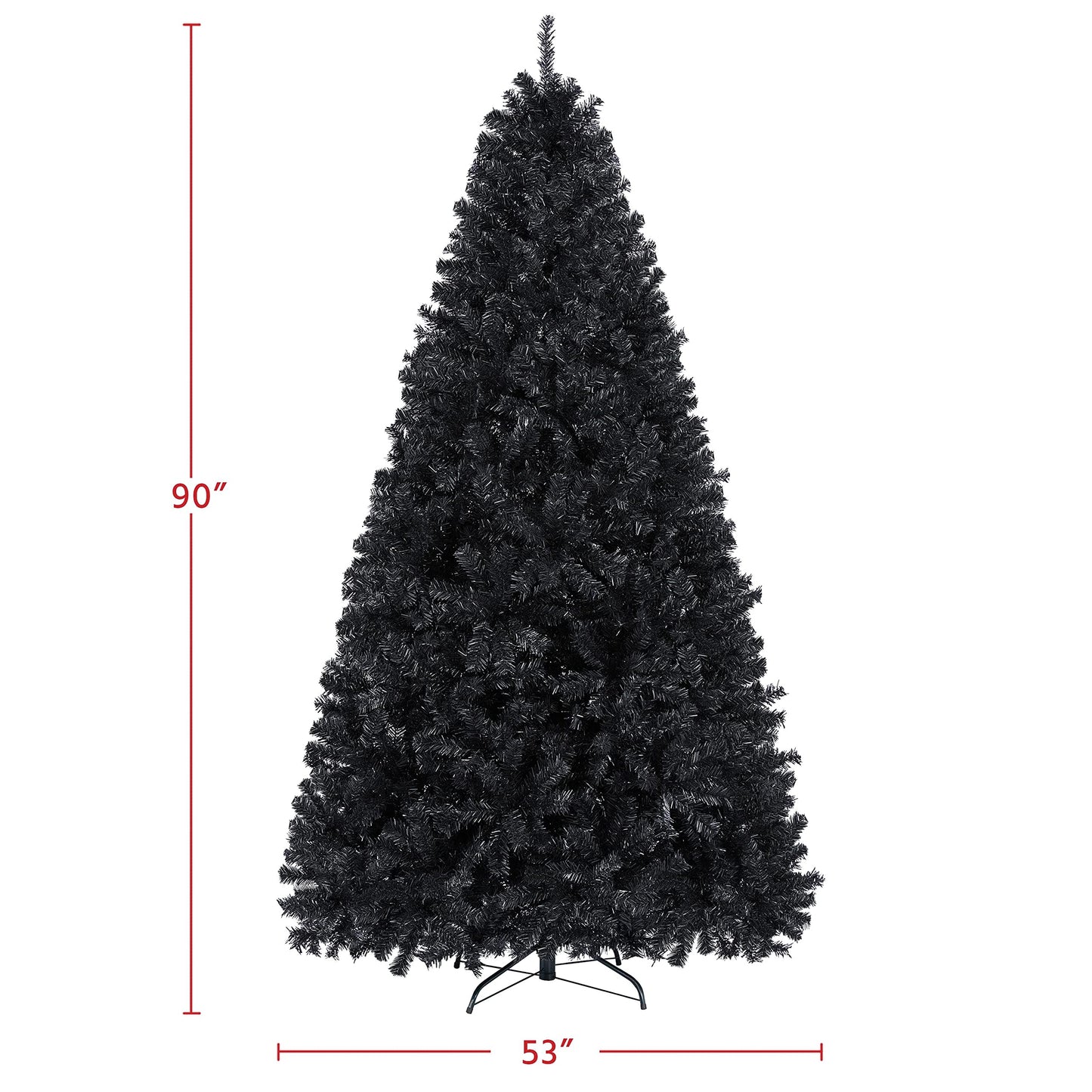 Yaheetech 7.5ft Black Artificial Christmas Pine Tree Seasonal Holiday Carnival Home Party Decoration for Home, Office Indoor Outdoor with 1749 Branch Tips and Foldable Stand - Medaid International