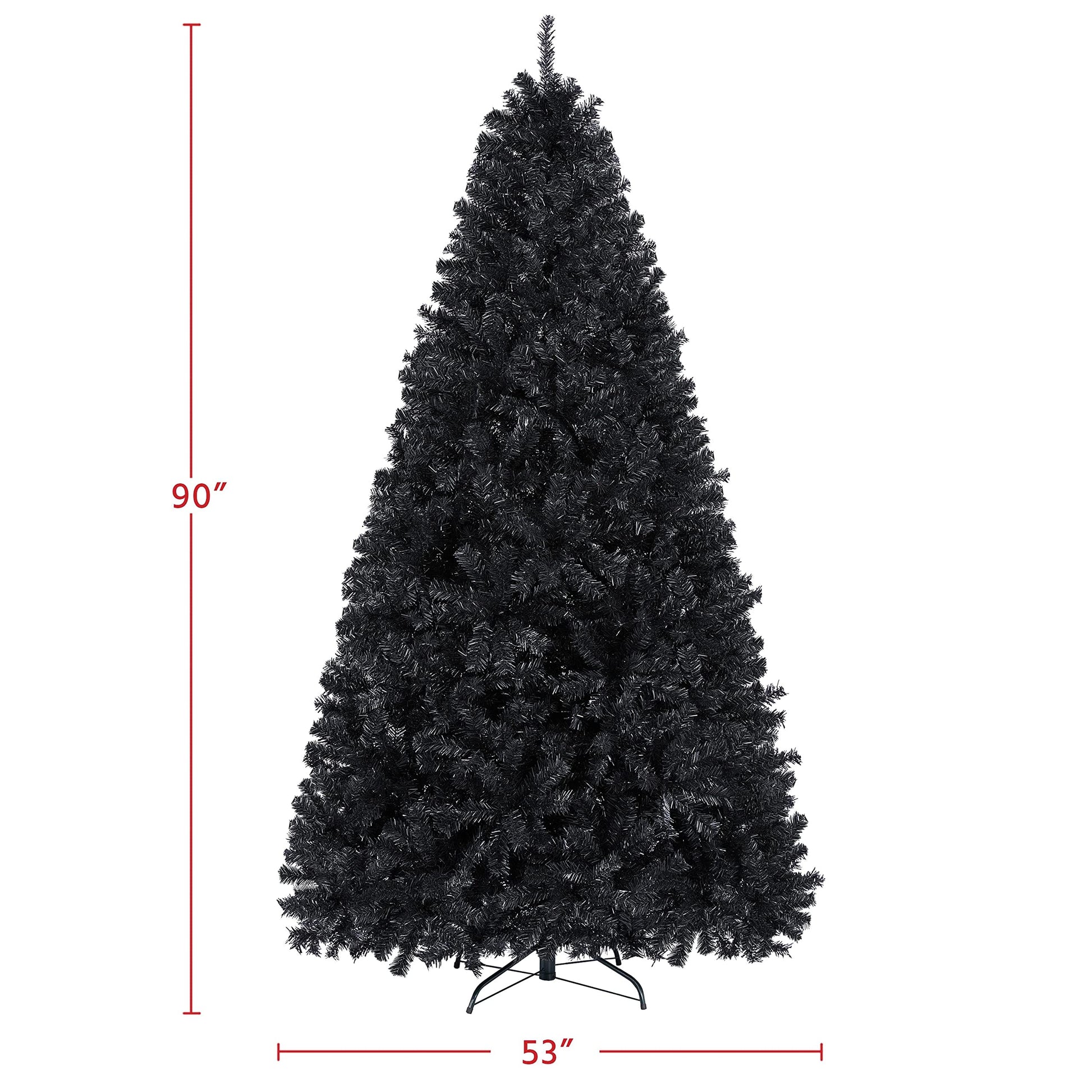 Yaheetech 7.5ft Black Artificial Christmas Pine Tree Seasonal Holiday Carnival Home Party Decoration for Home, Office Indoor Outdoor with 1749 Branch Tips and Foldable Stand - Medaid International