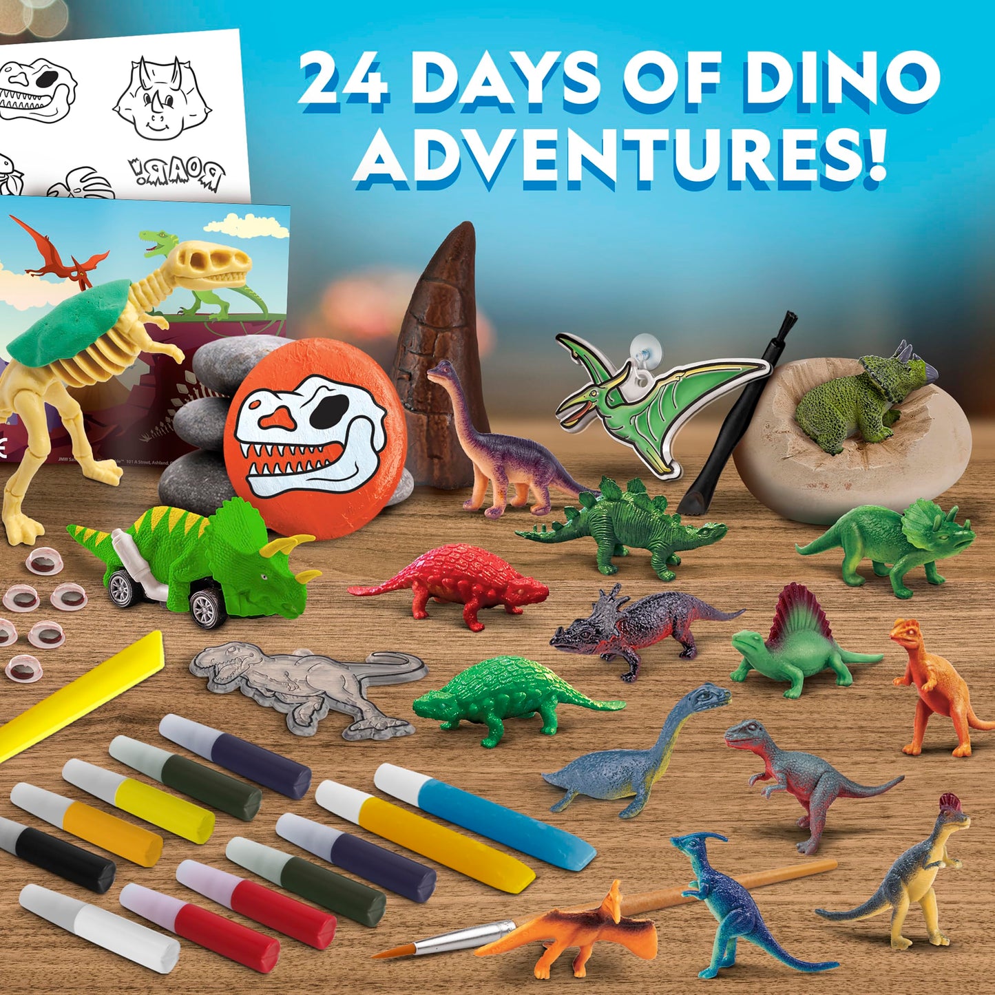 NATIONAL GEOGRAPHIC 2025 Dinosaur Advent Calendar - Christmas Countdown Calendar with 24 Dino Activities & Figures, Paint A Dinosaur Racer, Create a Clay T. Rex, Excavate a Dino Tooth Replica & More - Medaid International