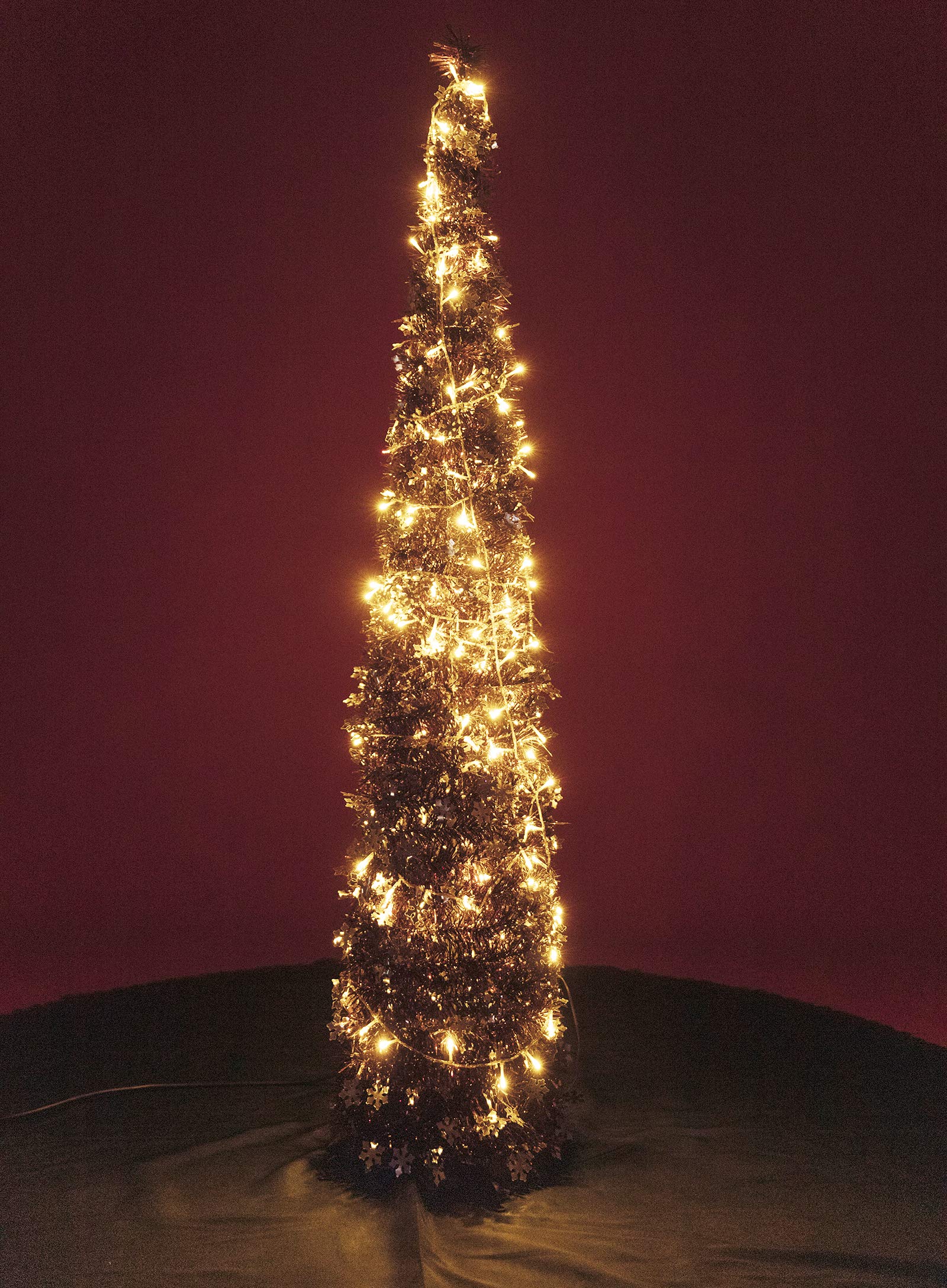 Pop-Up Artificial Christmas Tree with 100LED Lights,Collapsible Pencil Christmas Trees for Holiday Carnival Party Christmas Decorations (Red Wine) - Medaid International