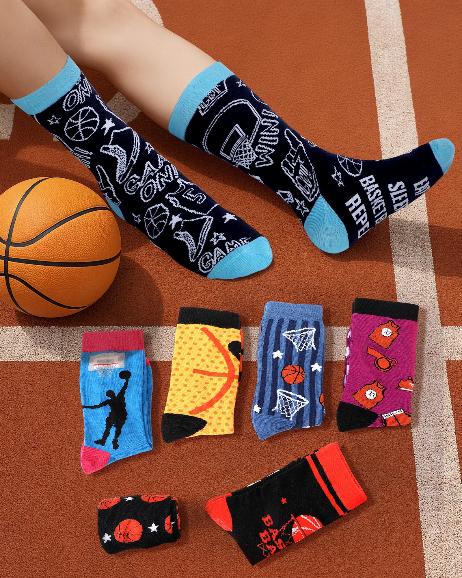 Shyyween 12 Pairs Funny Basketball Socks for Men Novelty Cotton Crew Socks Gift for Basketball Players Fans Coaches Team Favors Xmas Stocking Stuffers - Medaid International