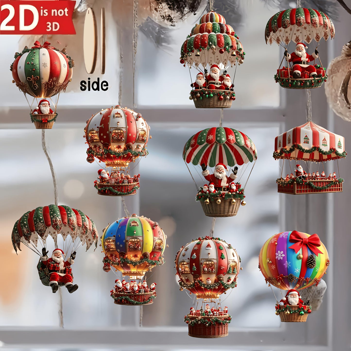 10pcs Santa Claus Parachute Handmade Ornament Set - Classic Christmas Decorations for Home and Garden, Festive - Medaid International