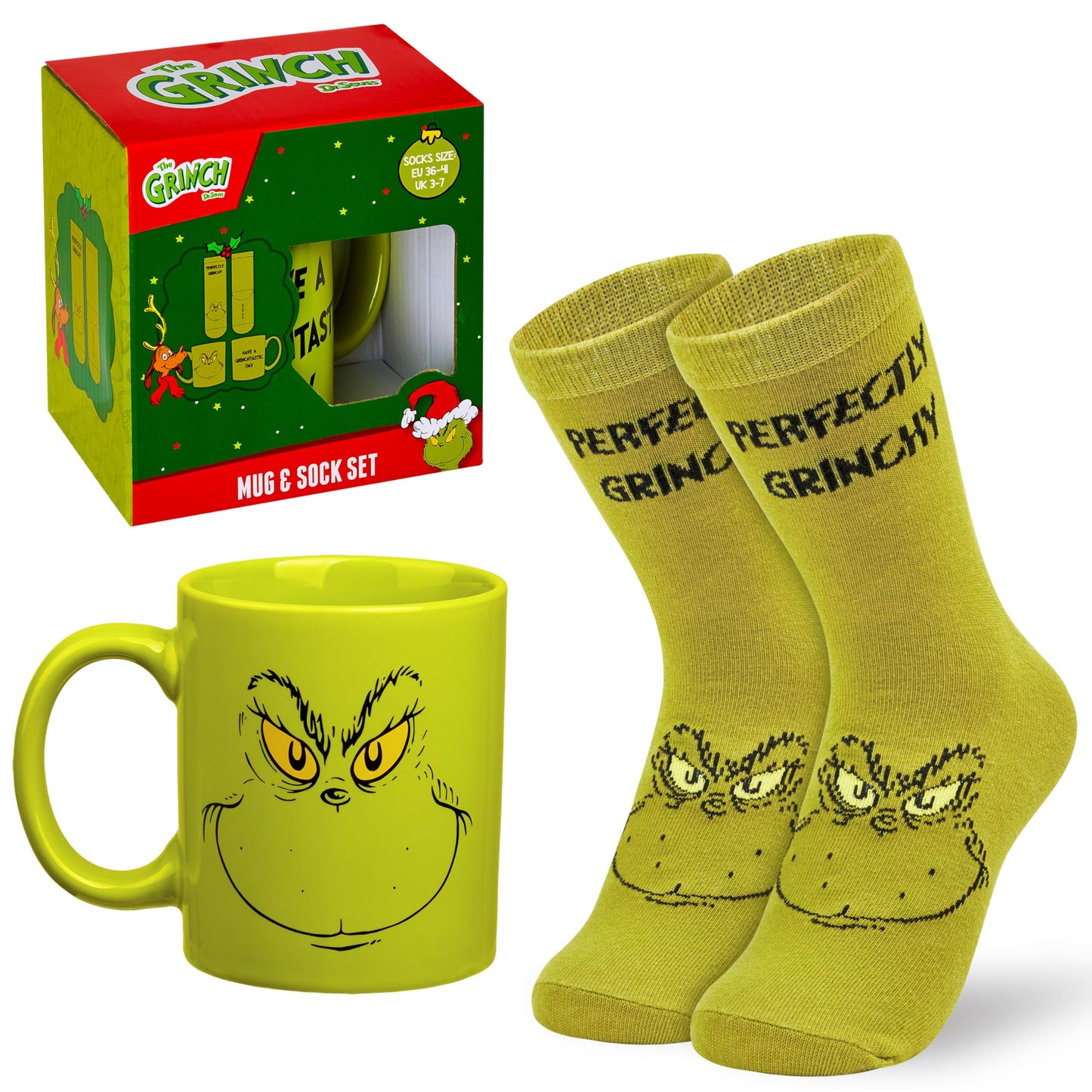 The Grinch Mug and Socks Gift Set for Women Men Teenagers Ceramic Cup for Coffee Tea Novelty Holiday Christmas Gifts Secret Santa - Medaid International