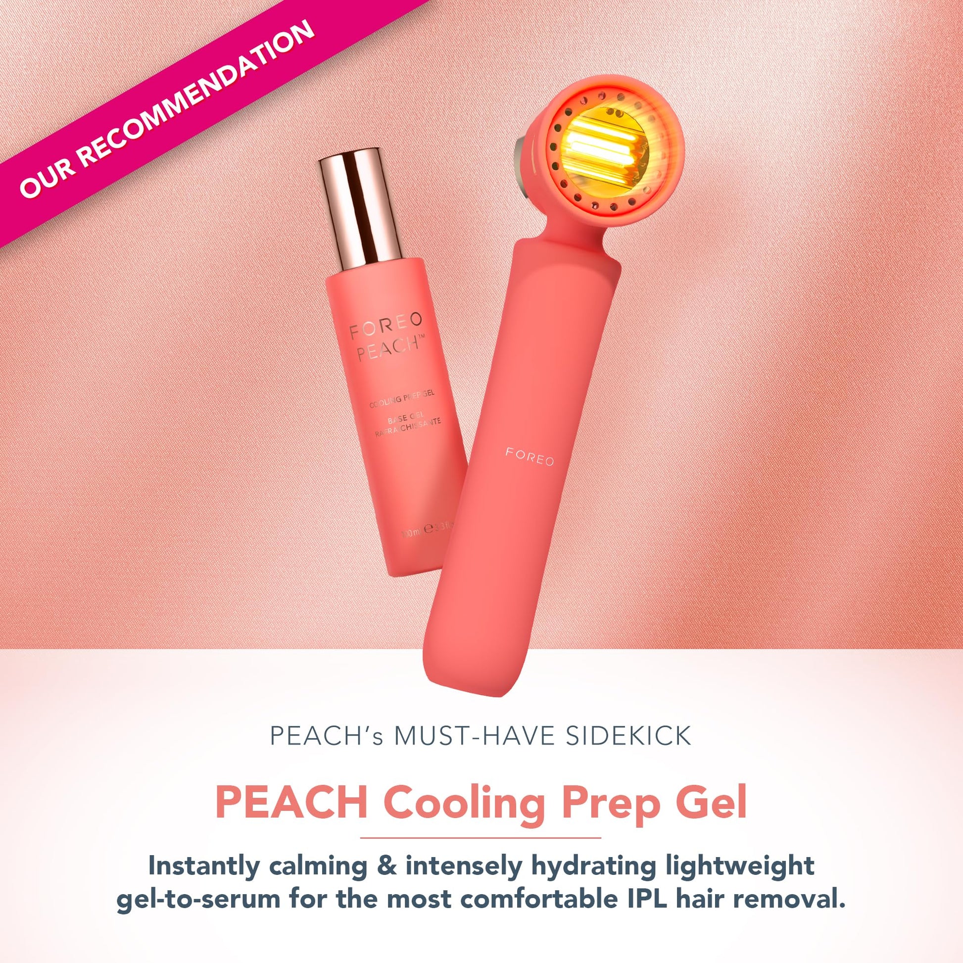 FOREO PEACH 2 IPL Hair Removal Device – Quick & Gentle Hair Reduction – For Full Body & Face – Skin Cooling System – Silicone Shield - Coral - Medaid International