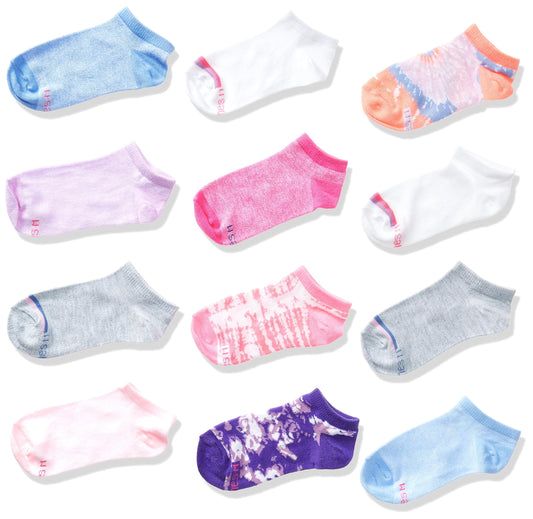 Hanes Girls' Socks, Girls No Show Socks, EZ Sort Fashion No Show Socks for Girls, Assorted Girls' Low-Cut Socks, 12-Pair Pack - Medaid International