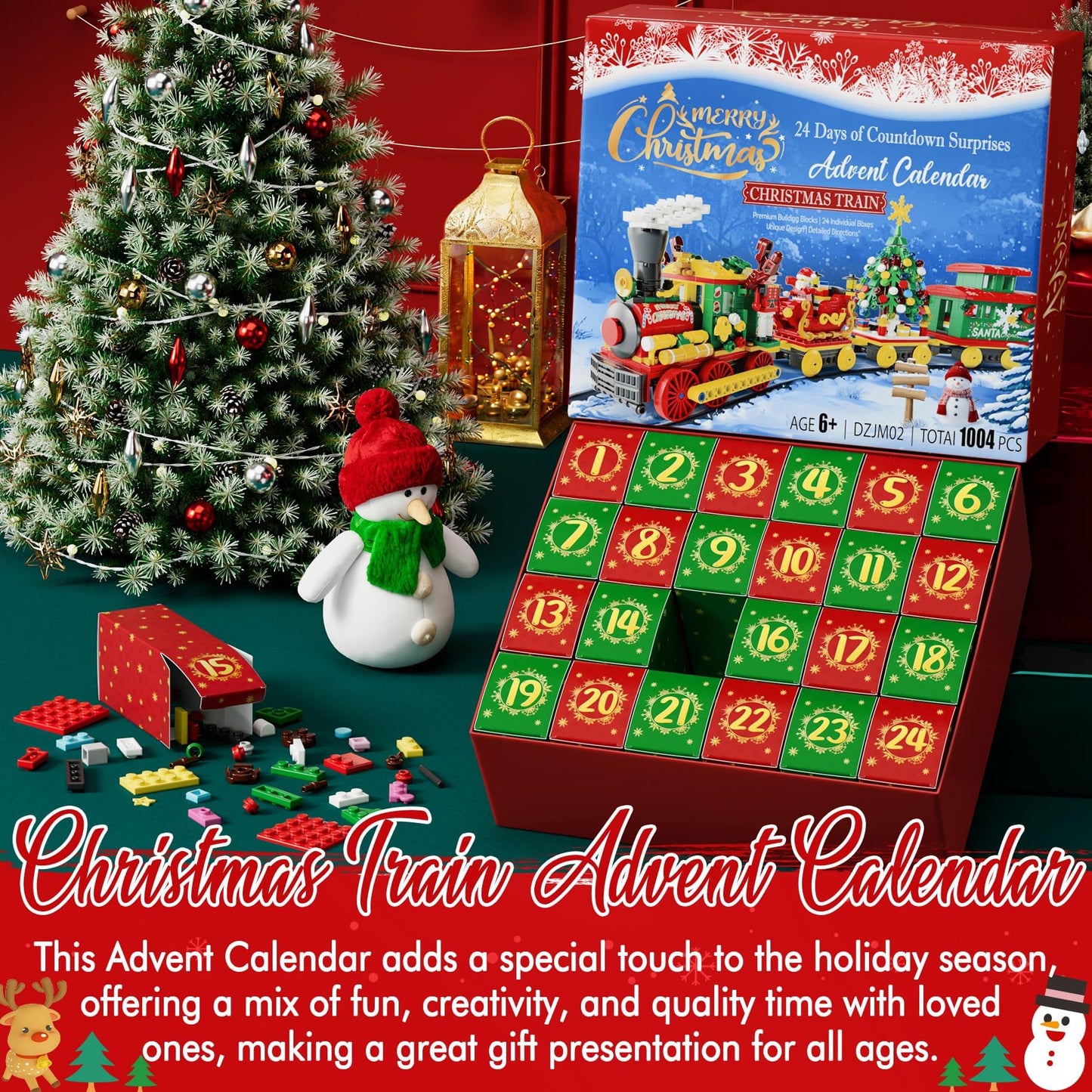 Advent Calendar 2025 Christmas Gifts for Kids Adults Teens, Christmas Train Building Blocks Holiday Gifts New Year Gift Box with Tree Santa Nutcracker Toys Set for Boys Girls Women Men Age 6+ - Medaid International