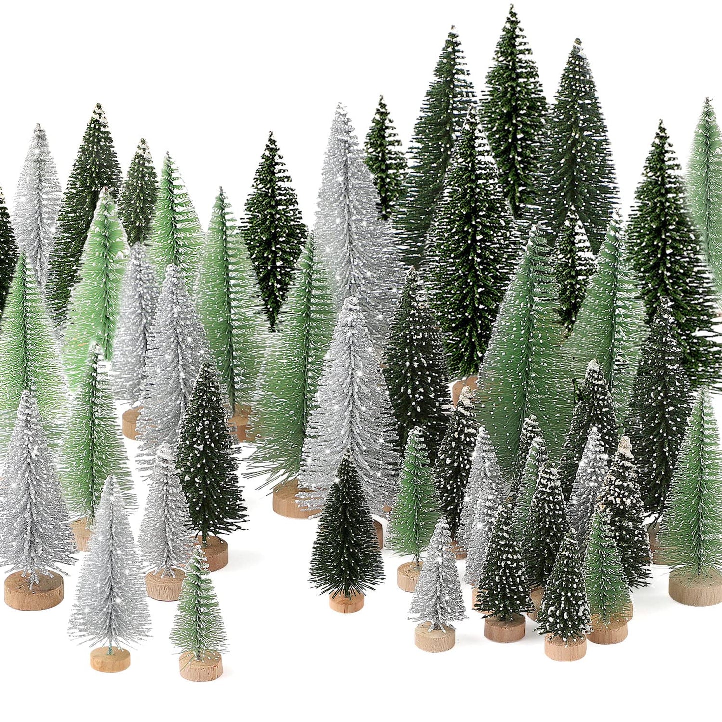 30Pcs Christmas Decorations Mini Christmas Trees, Artificial Christmas Tree Bottle Brush Trees with Wooden Base for Christmas Decor Christmas Party Home Table Craft - Medaid International