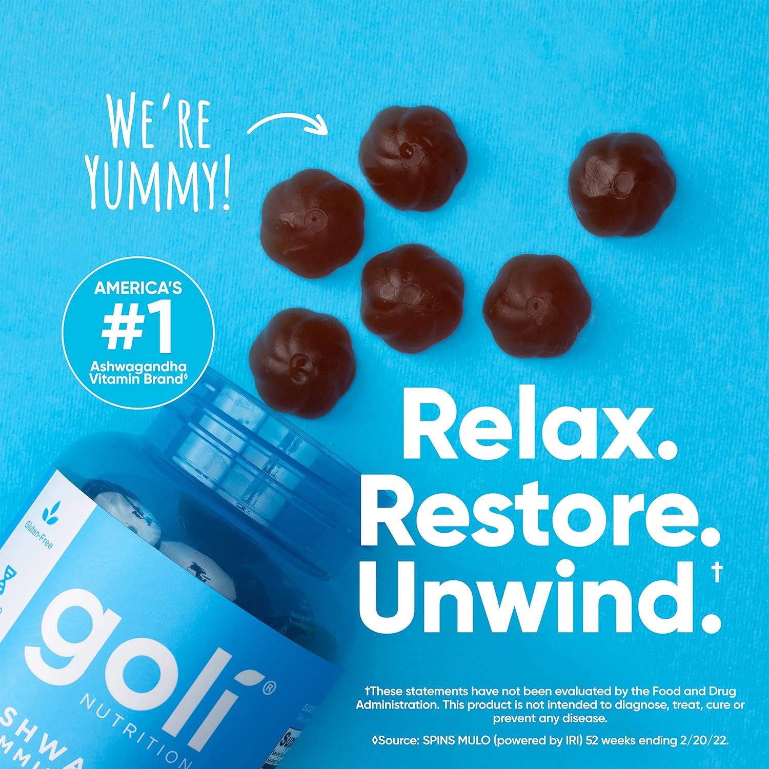 Goli Ashwagandha & Vitamin D Gummy - 300 Count - Mixed Berry, KSM-66, Vegan, Plant Based, Non-GMO, Gluten-Free & Gelatin Free Relax. Restore. Unwind, Pack of 5 - Medaid