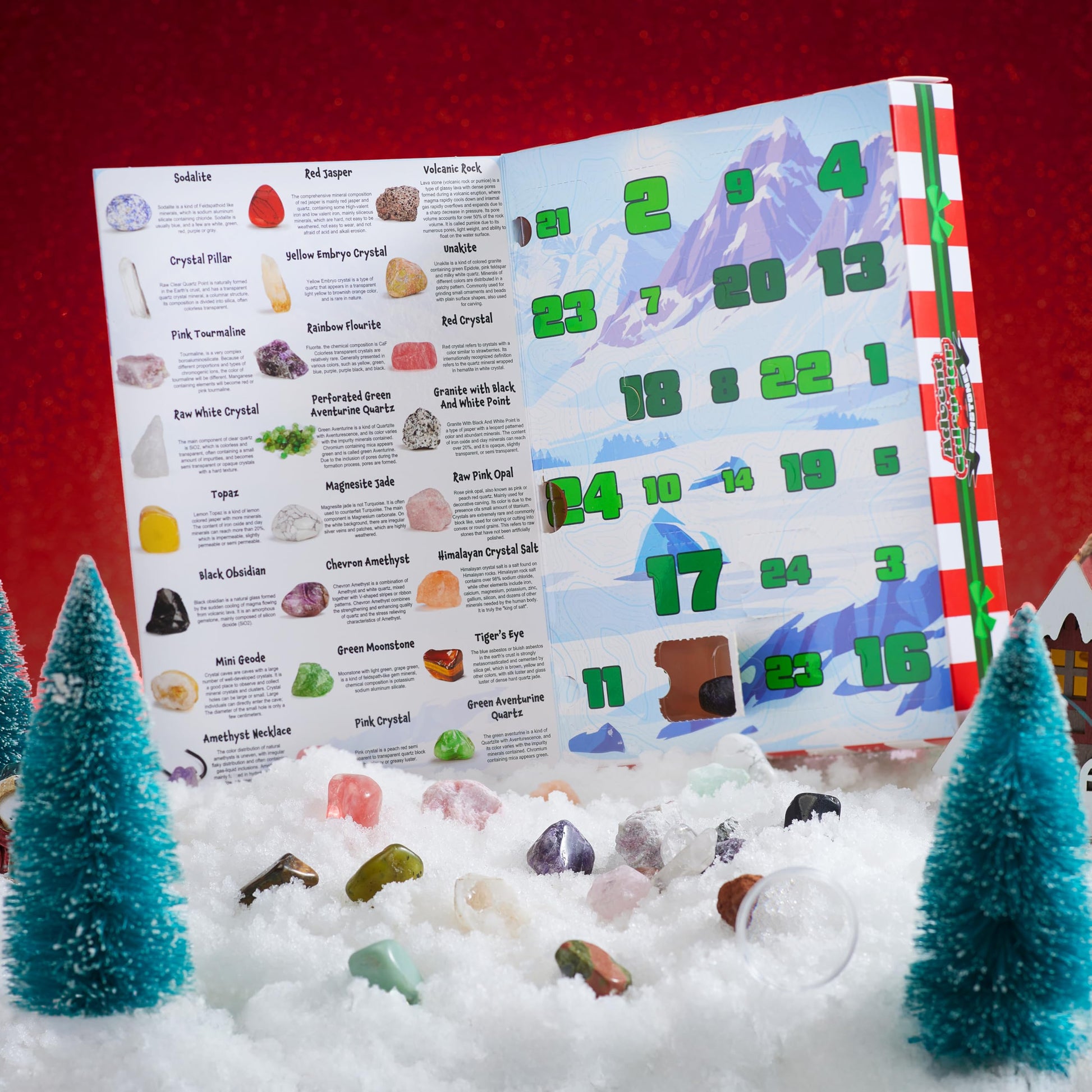 JOYIN 2025 Christmas Advent Calendar Gemstones, 24 Days Christmas Countdown Calendar, Rock Collection Gemstones for Kids, Xmas Party Favors Supplies, Classroom Prizes, Fun Gifts - Medaid International
