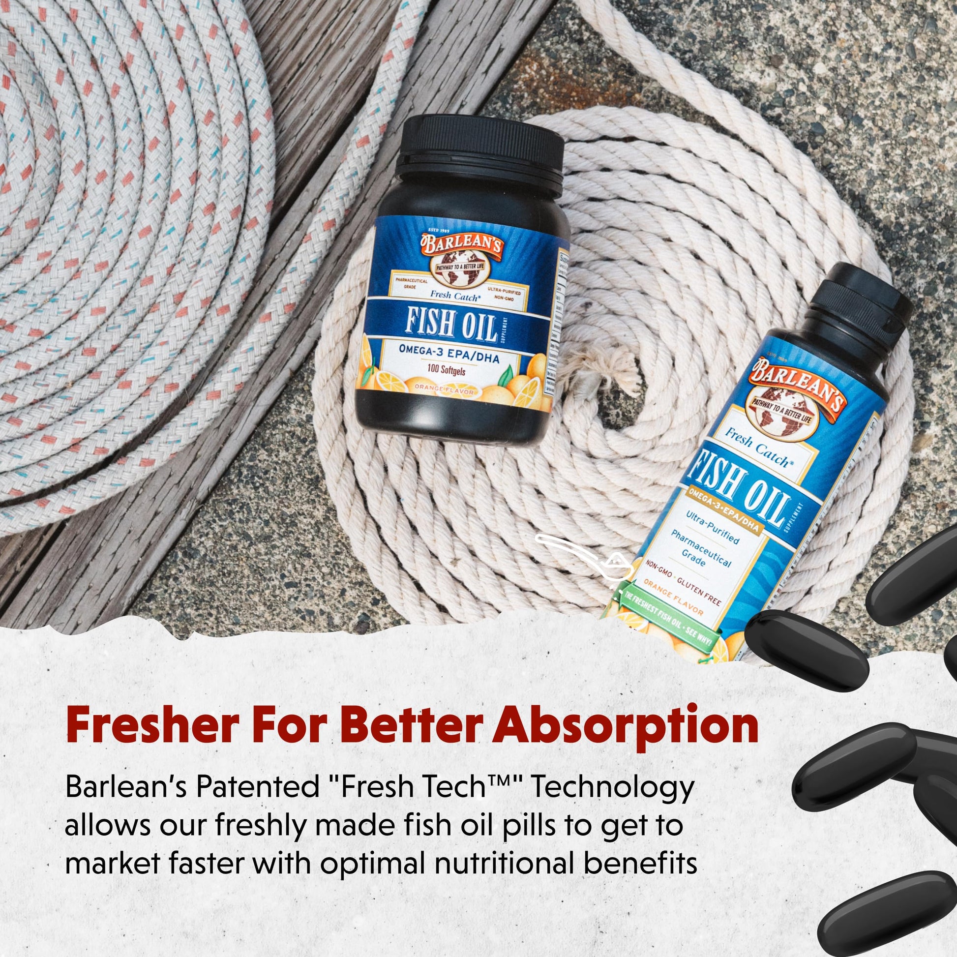 Barlean's Omega 3 Fish Oil Supplements, 600mg Fish Oil Pills with EPA & DHA, Softgels for Joint, Brain, & Heart Health, Orange Flavored, 250 Count - Medaid International