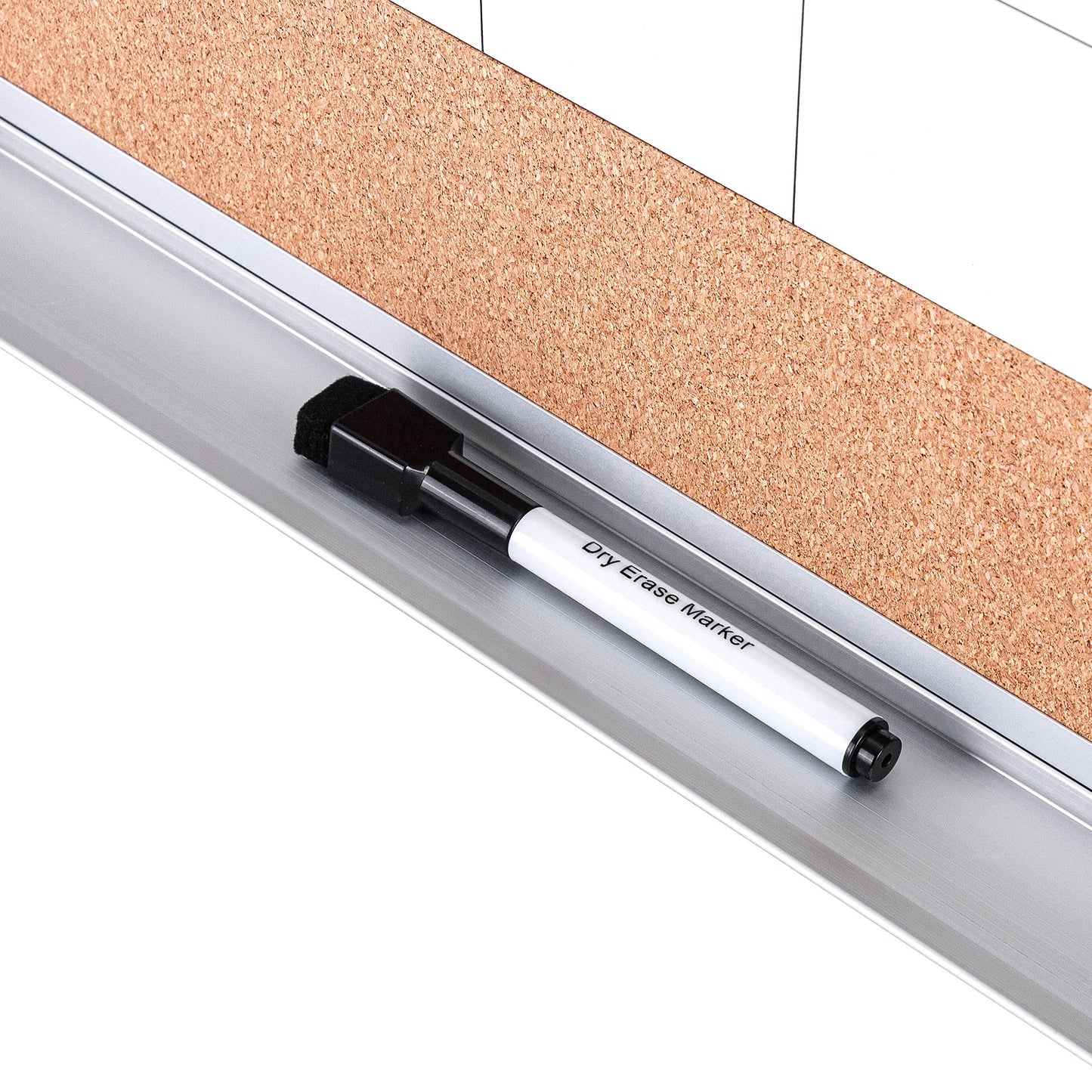 Amazon Basics 24" x 36" Monthly Whiteboard Calendar with Cork Board, Wall Mounted, Easy to Install, Silver Aluminum Frame - Medaid International