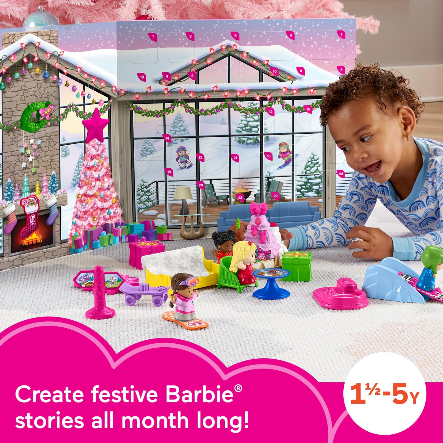 Fisher-Price Little People Barbie Toddler Toy 2025 Advent Calendar Playset, 24 Christmas Figures & Pieces for Pretend Play Kids Ages 18+ Months - Medaid International