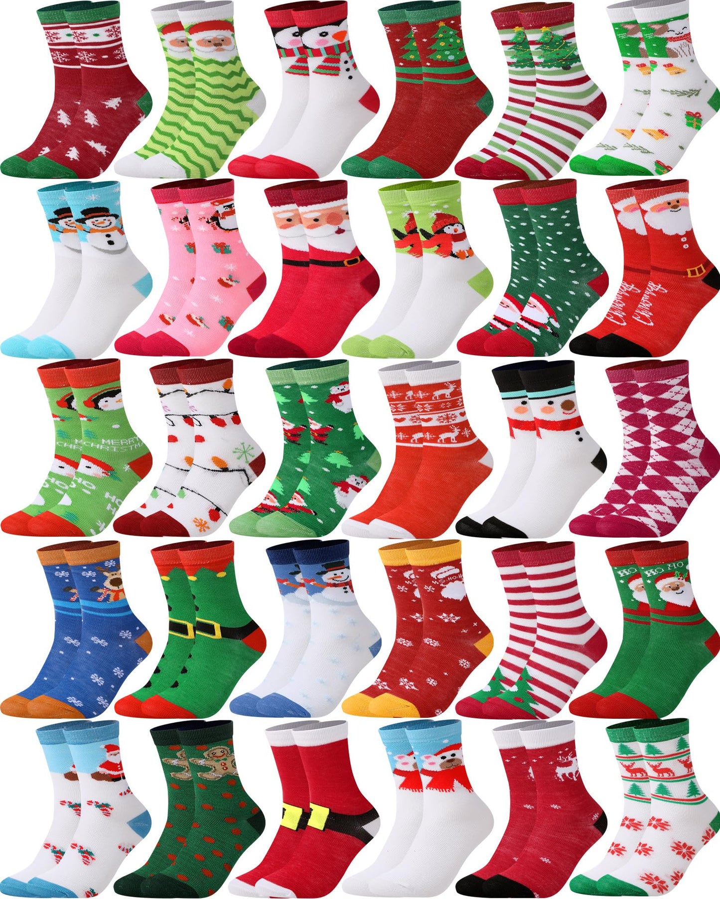 Neer 30 Pair Kid Christmas Socks Colorful Cute Creative Fancy Crew Fun Novelty Design Socks for Toddler Children Boys Girls(Suitable for Age 6-10,Lovely) - Medaid International
