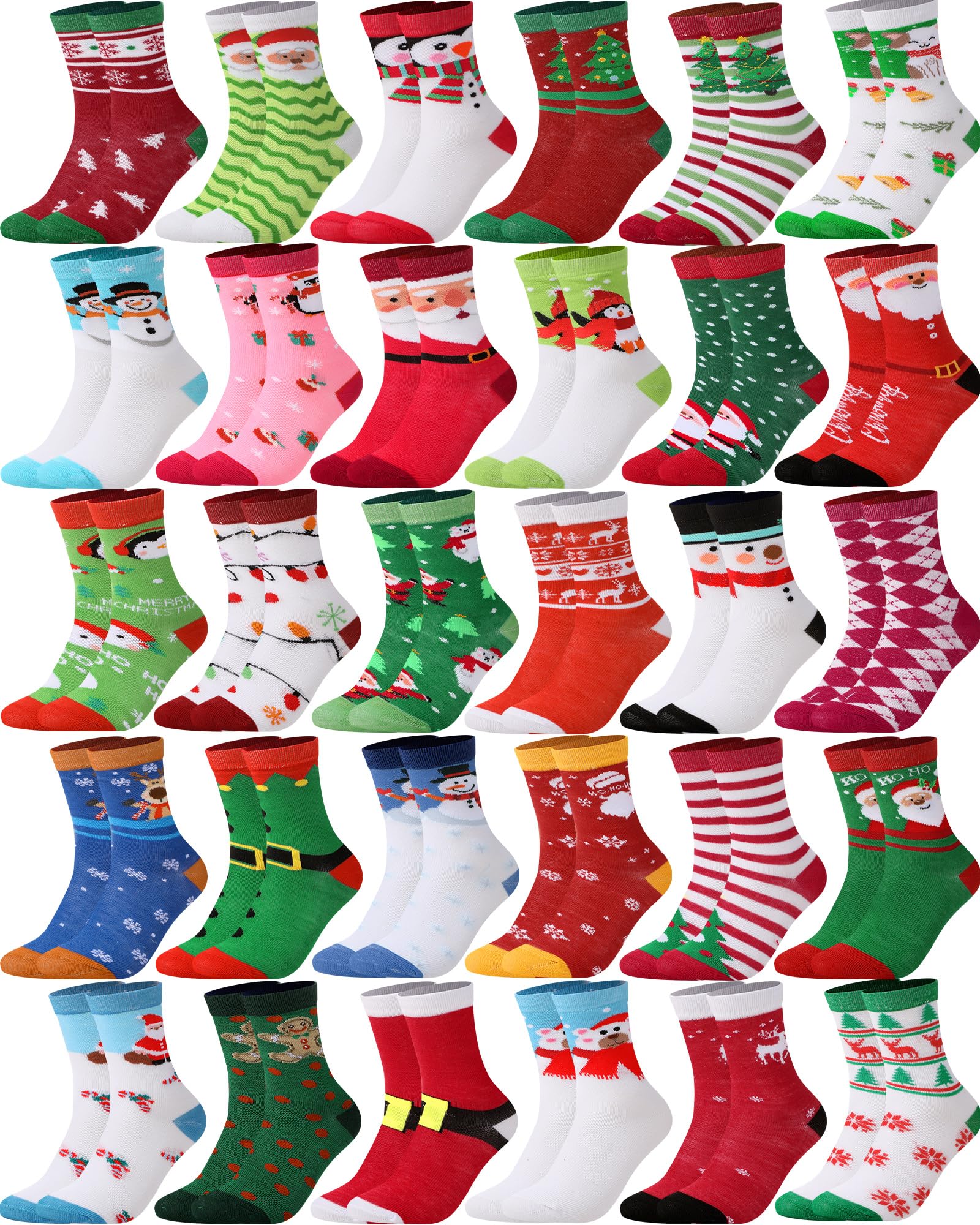 Neer 30 Pair Kid Christmas Socks Colorful Cute Creative Fancy Crew Fun Novelty Design Socks for Toddler Children Boys Girls(Suitable for Age 6-10,Lovely) - Medaid International