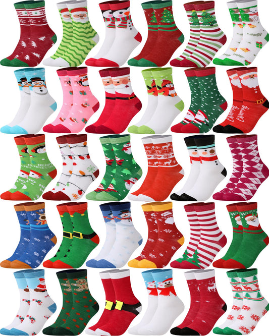 Neer 30 Pair Kid Christmas Socks Colorful Cute Creative Fancy Crew Fun Novelty Design Socks for Toddler Children Boys Girls(Suitable for Age 6-10,Lovely) - Medaid International