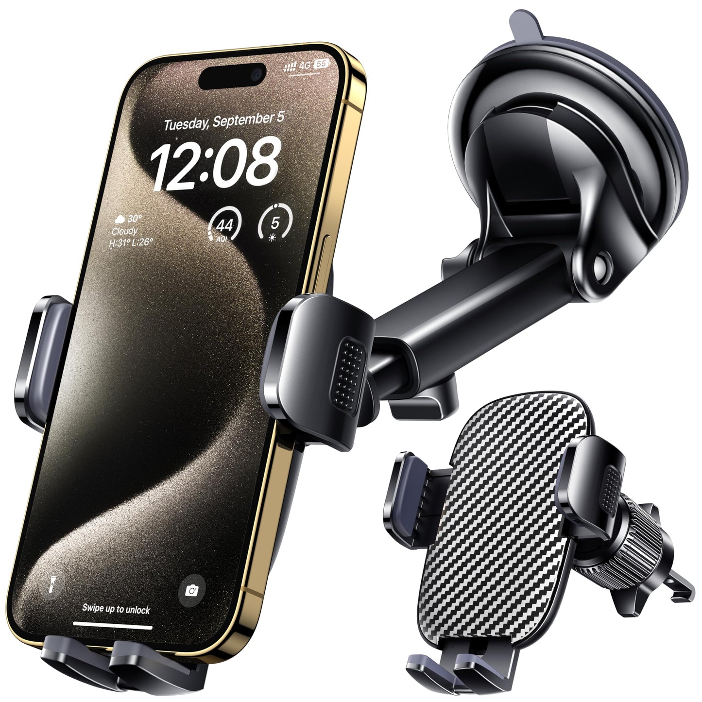 Qifutan Car Phone Holder Mount Phone Mount for Car Windshield Dashboard Air Vent Universal Hands Free Automobile Cell Phone Holder Fit for iPhone Smartphone Camera Mounts - Medaid International
