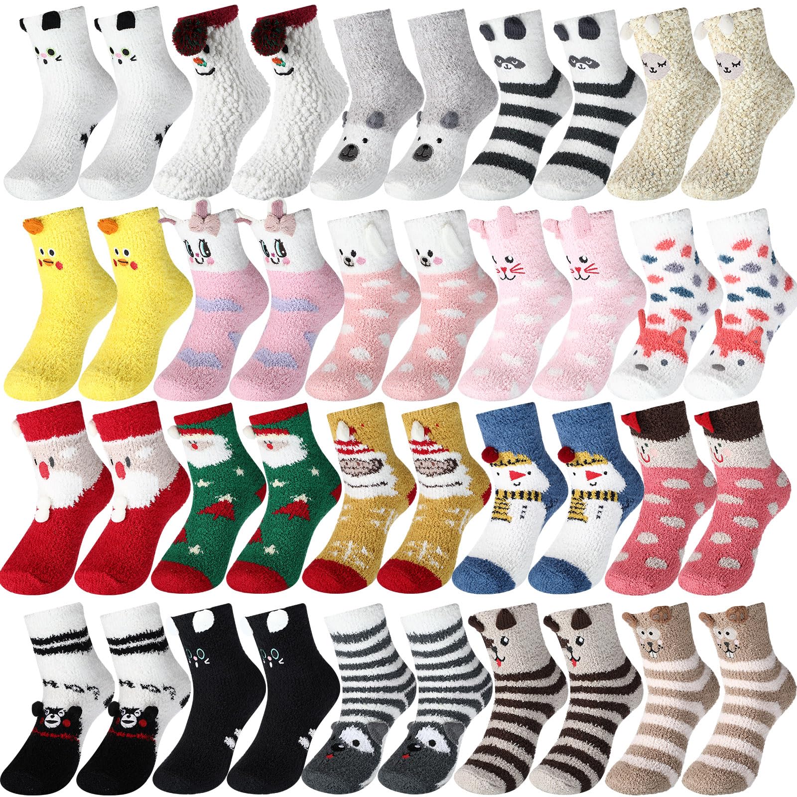 Chuarry 20 Pairs Women Fuzzy Socks Bulk Winter Fluffy Warm Sleeping Cozy Slipper Socks with Grips for Woman Christmas Gifts - Medaid International