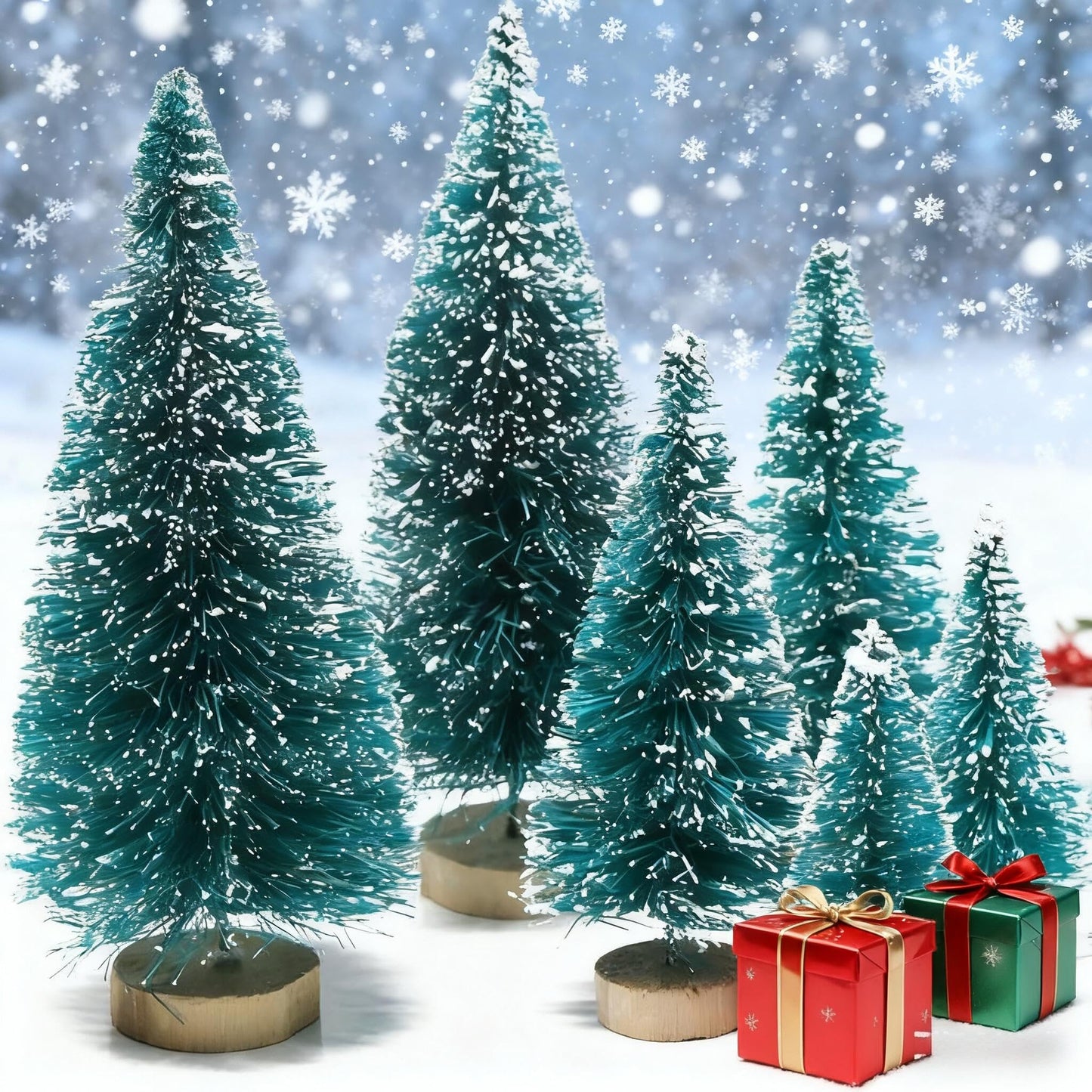 Mini Christmas Tree, 6 PCS Small Artificial Christmas Trees with Base, 3 Size Tabletop Christmas Trees for Home Decor (Blue) - Medaid International