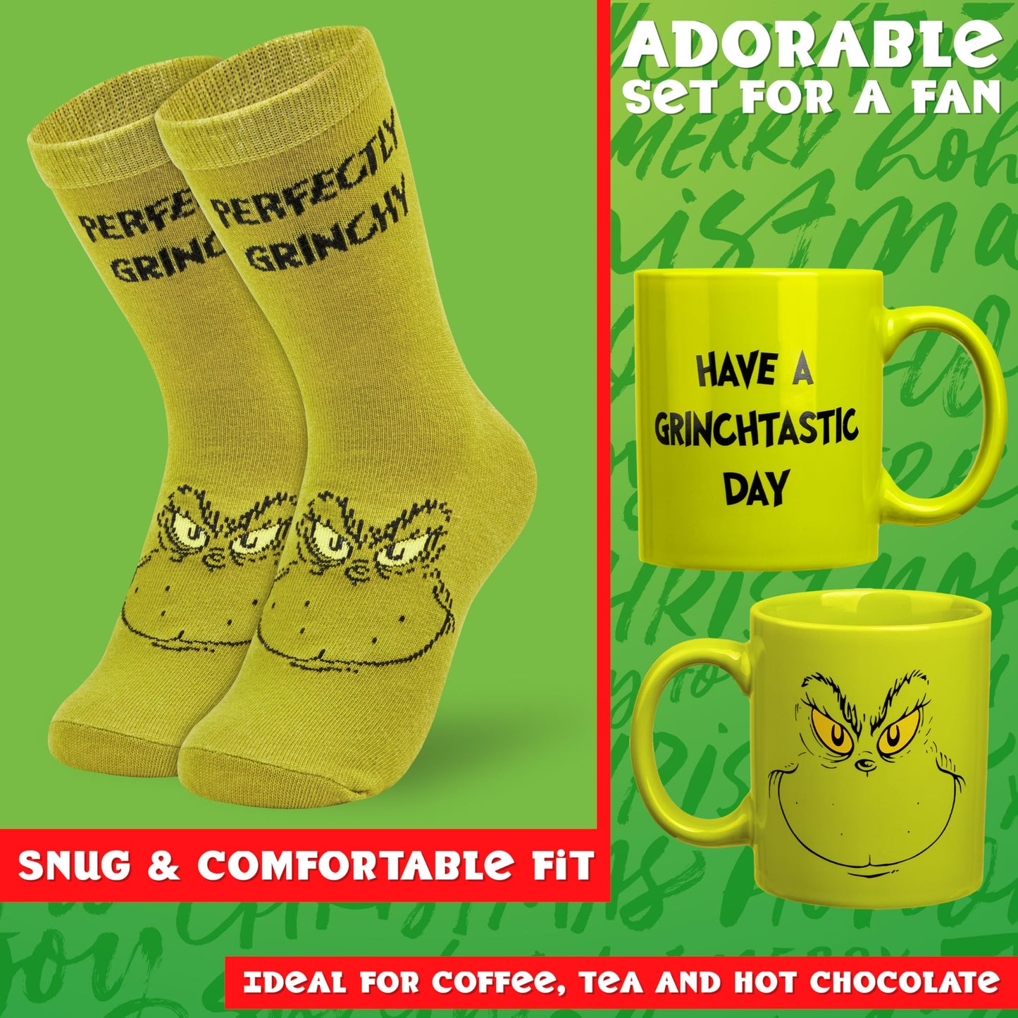 The Grinch Mug and Socks Gift Set for Women Men Teenagers Ceramic Cup for Coffee Tea Novelty Holiday Christmas Gifts Secret Santa - Medaid International