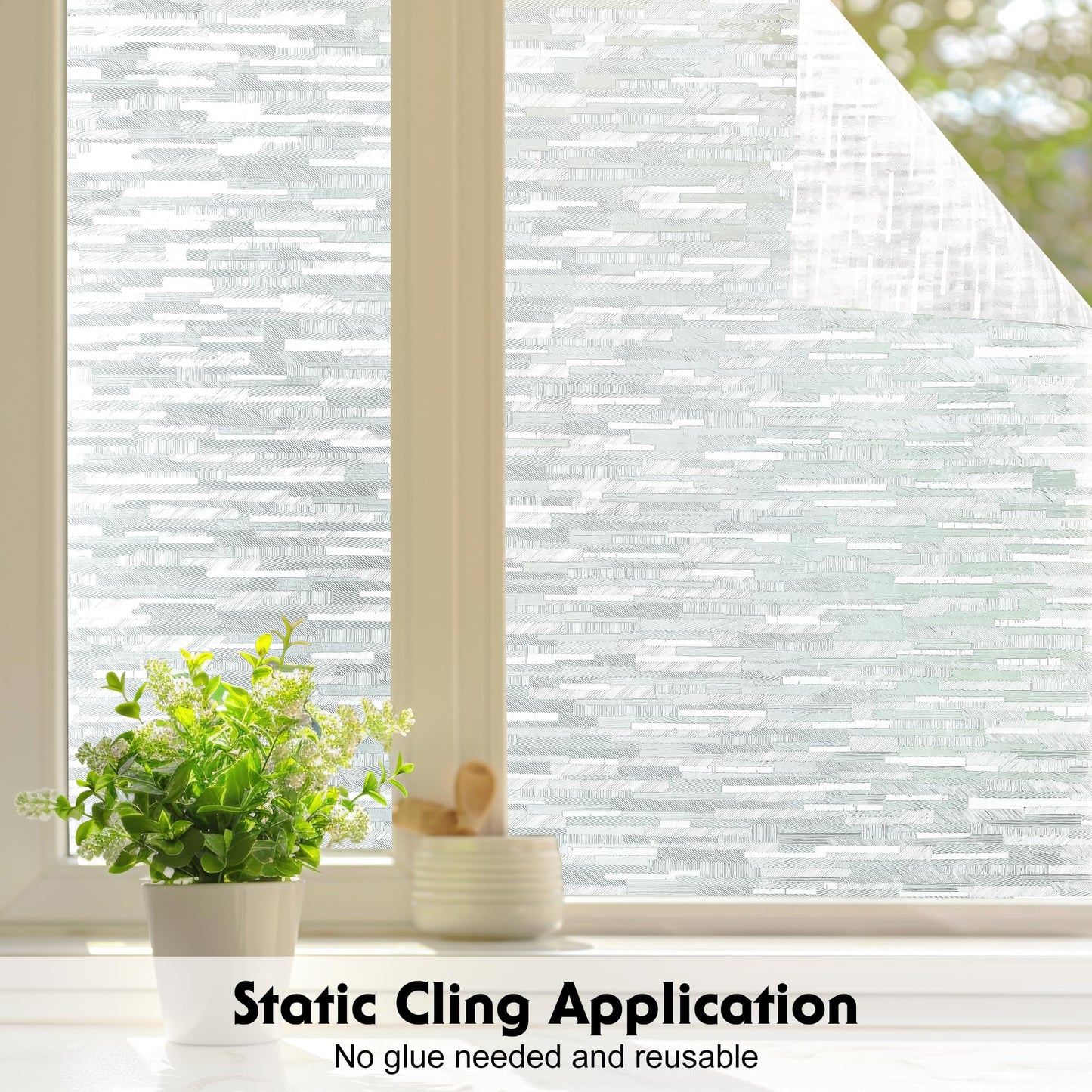 Window Privacy Film, Frosted Glass Window Film, Removable for Home Office, Static Cling Opaque Window Stickers, UV Blocking 11.6 x 78.7 Inches - Medaid International