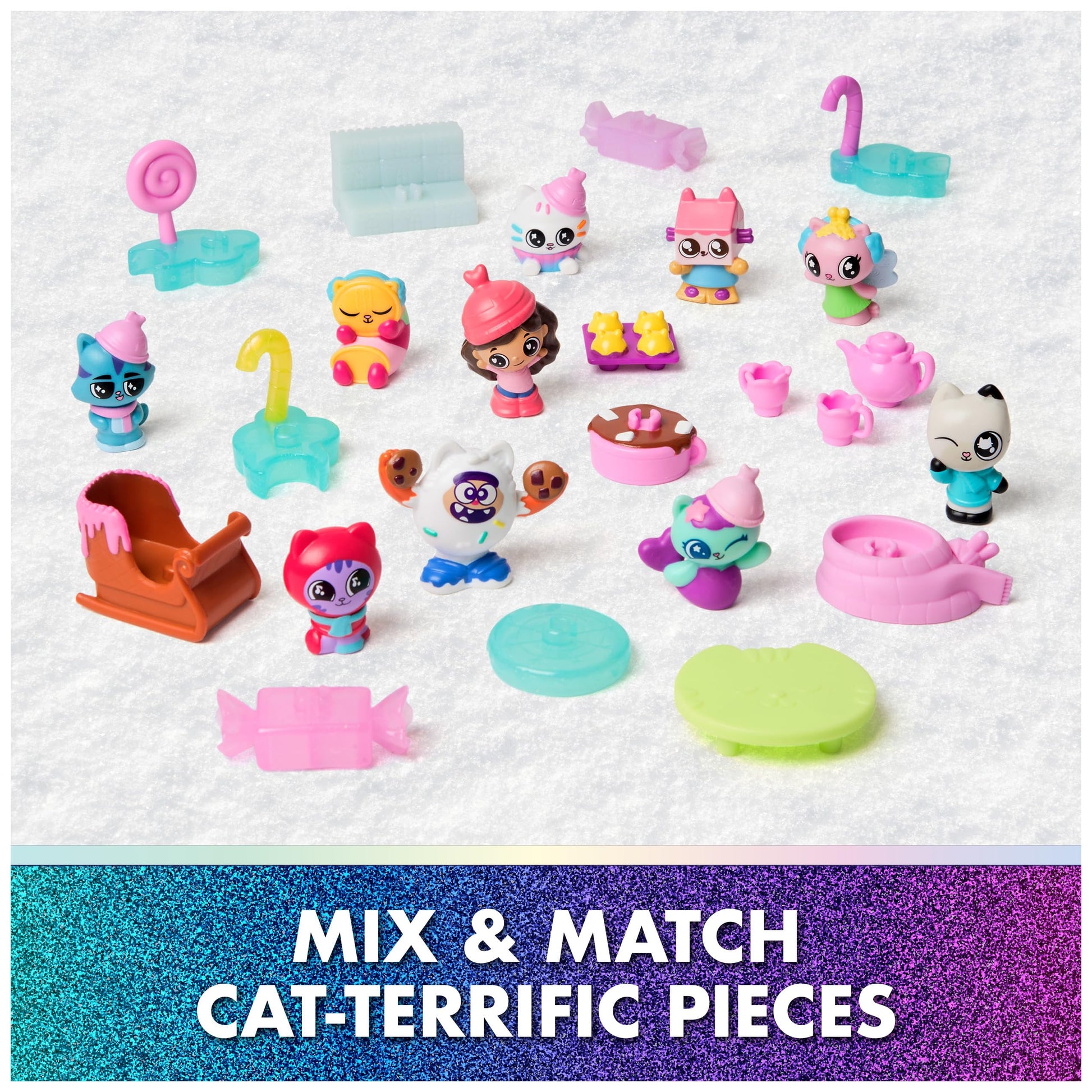 Gabby's Dollhouse: The Film Advent Calendar 2025 Cute Winter Surprise, 24 Surprise Toys with Gabby Figure, Cat Friends & Accessories, for Children from 3 Years - Medaid International