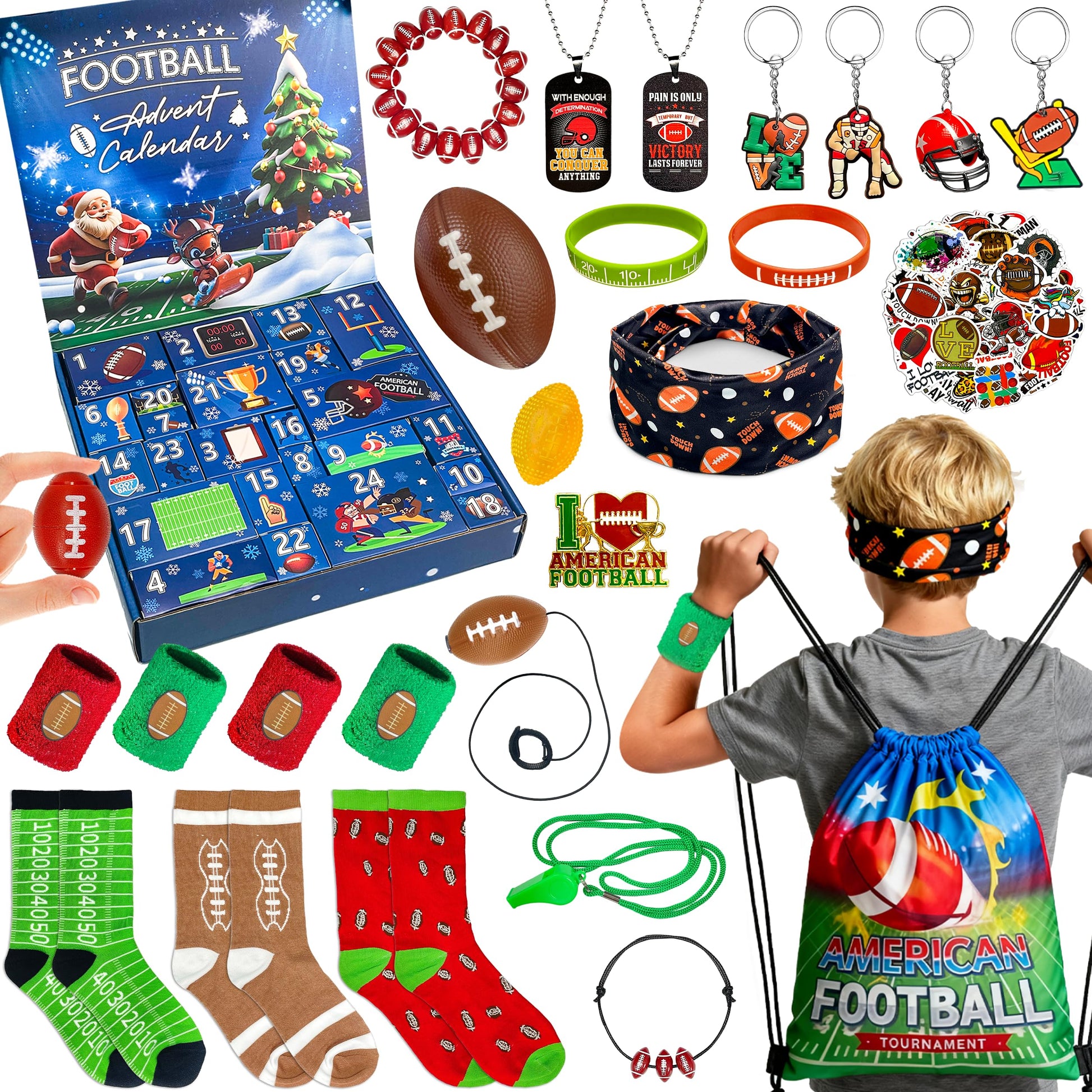 LINAYE Sports Advent Calendar 2025, Football Advent Calendar for Boys Teens 24 Days Christmas Countdown Football Accessories & Treasure Xmas Christmas Surprises Gifts Goodie Bags Fillers for Boys - Medaid International