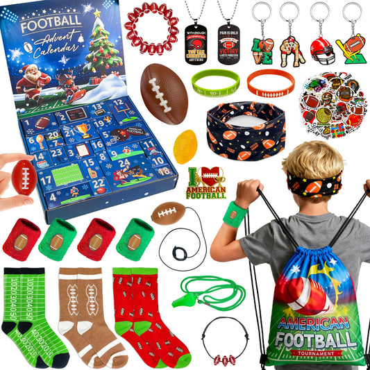 LINAYE Sports Advent Calendar 2025, Football Advent Calendar for Boys Teens 24 Days Christmas Countdown Football Accessories & Treasure Xmas Christmas Surprises Gifts Goodie Bags Fillers for Boys - Medaid International