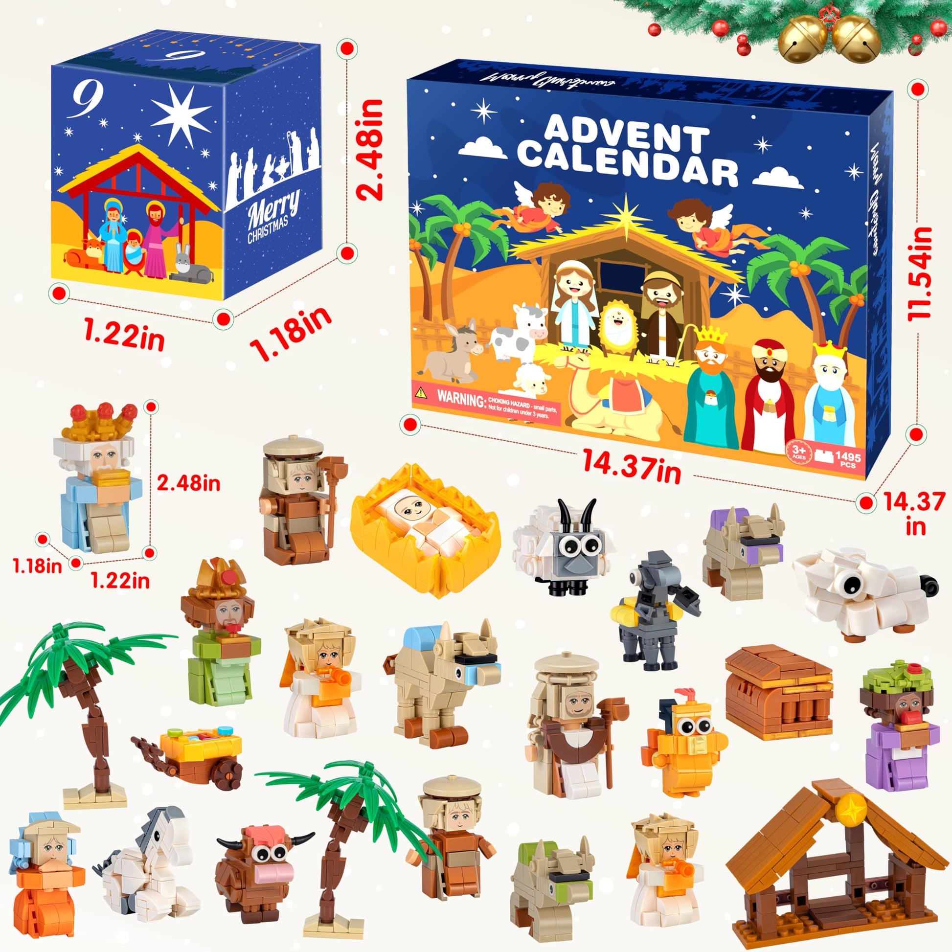 Nativity Advent Calendar 2025 Kids – 24 Days Building Blocks Kits Christmas Gifts Countdown Calendar Set, Stocking Stuffer Building Toys for Boys, Girls, Teens & Adults Ages 6+ - Medaid International