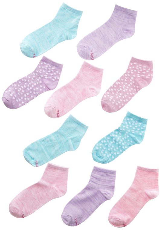 Hanes Girls' Big ComfortSoft Socks, Ankle & No Show Soft Stretch, 10-Pack, Ankle-Pink/Lavender/Teal-10 Pack, Small - Medaid International