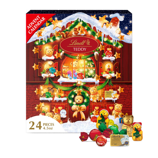 Lindt Holiday Teddy Bear Chocolate Candy Advent Calendar, 4.5 oz. - Medaid International
