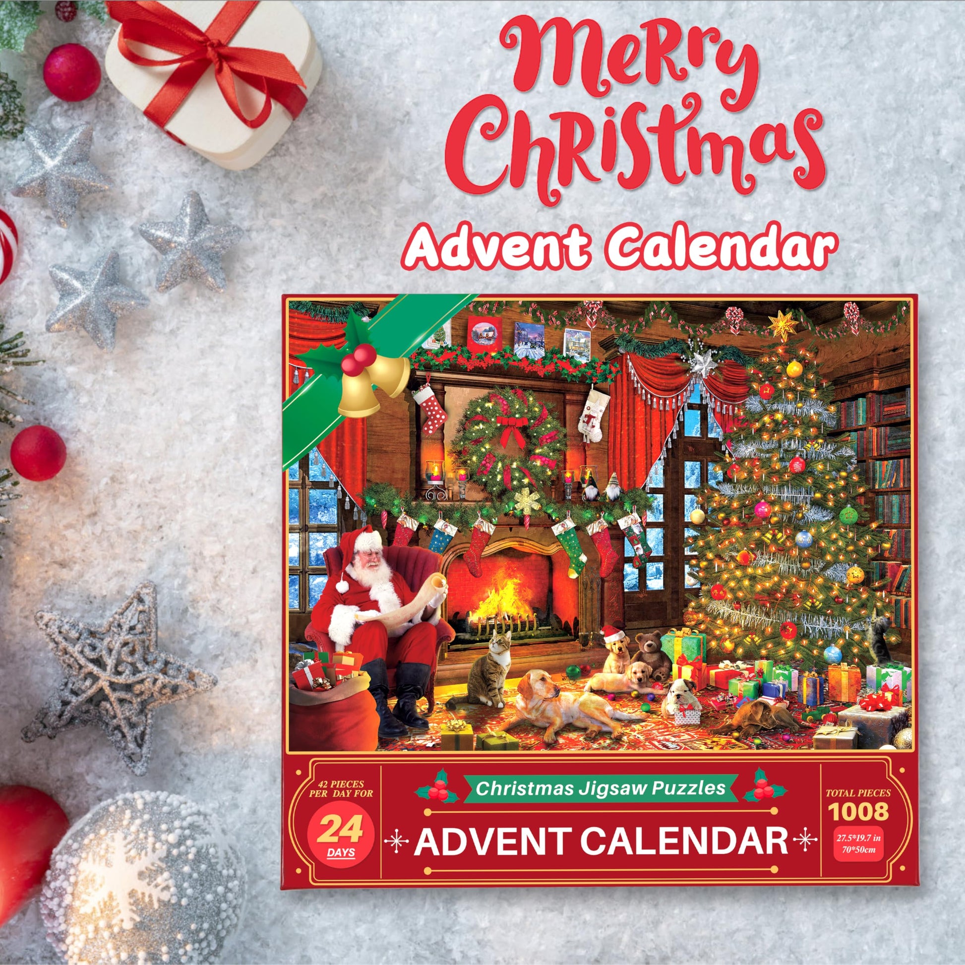 Advent Calendar Puzzle - Santa's Surprise, 24 Boxes 1008 Pieces Christmas Jigsaw Puzzles, Countdown to Christmas Advent Calendar 2025 Kids Adults XMAS Gifts - Medaid International