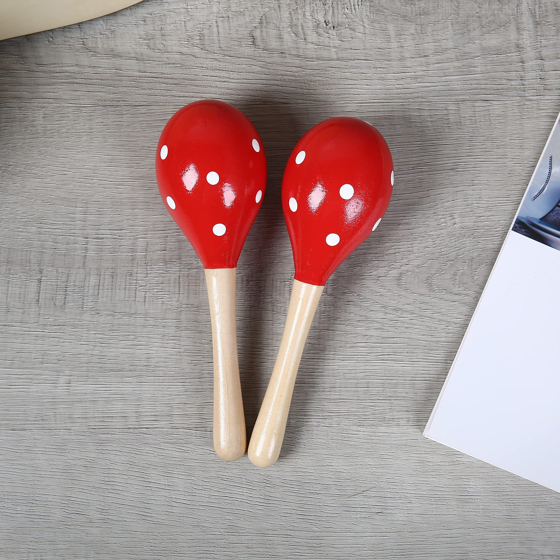 Maracas, Wooden Rumba Shaker Rattle Hand Percussion Musical Instrument for Adults Kids, Set of 2 - Medaid International