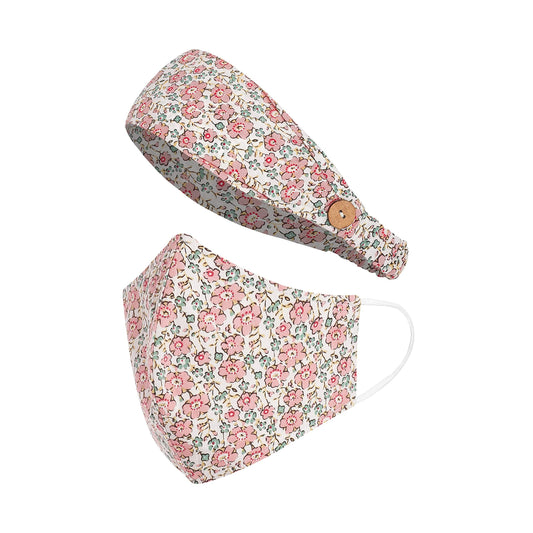 Sole Designs 100% Cotton Reusable & Washable 3 Layer Cloth Face Mask, Includes Matching Headband with Buttons for Ear Hooks, Medium, Mv#12 - Medaid International