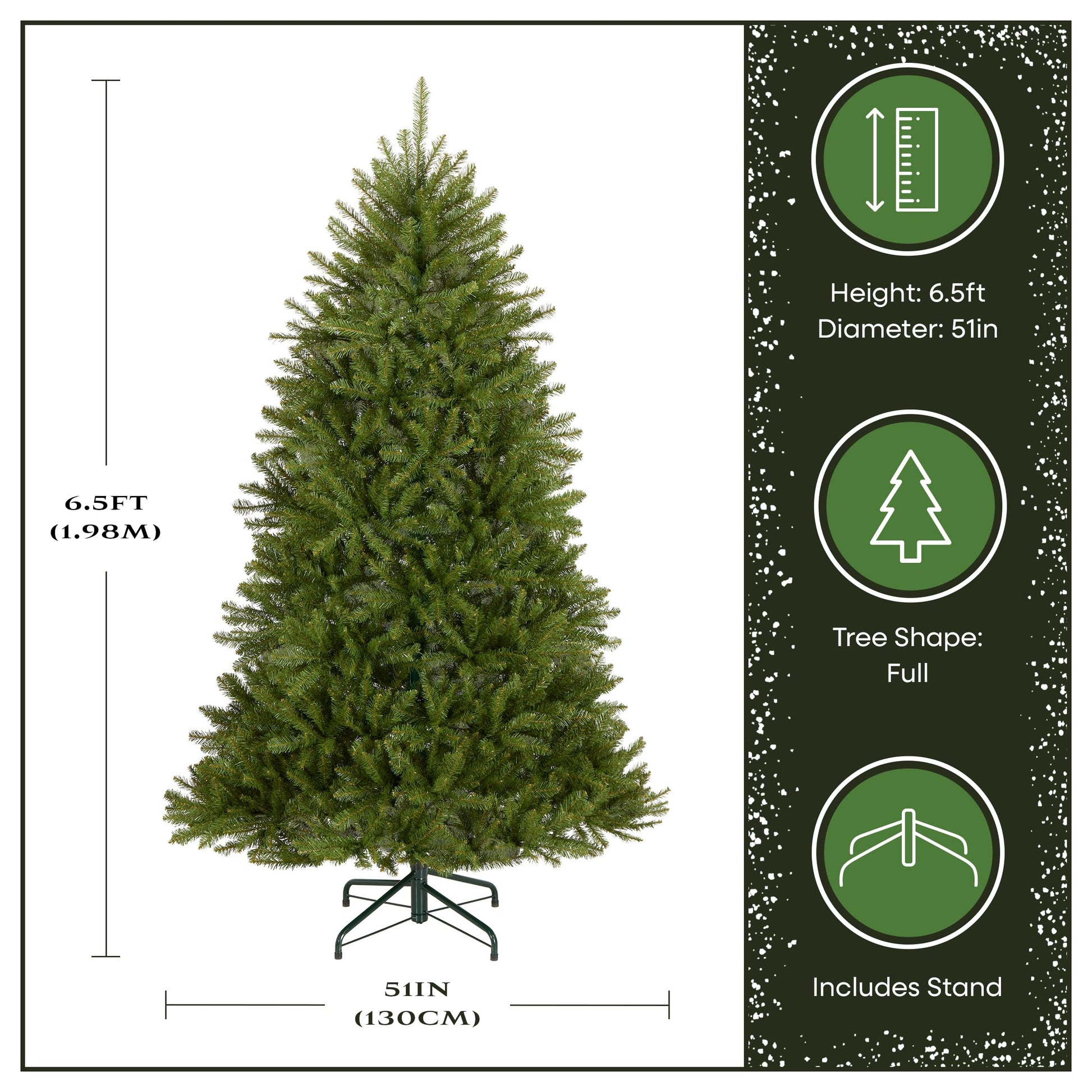 National Tree Company 6.5 ft Unlit Dunhill Fir Full Artificial Christmas Tree, 1,838 Tips, Includes Stand, Green - Medaid International
