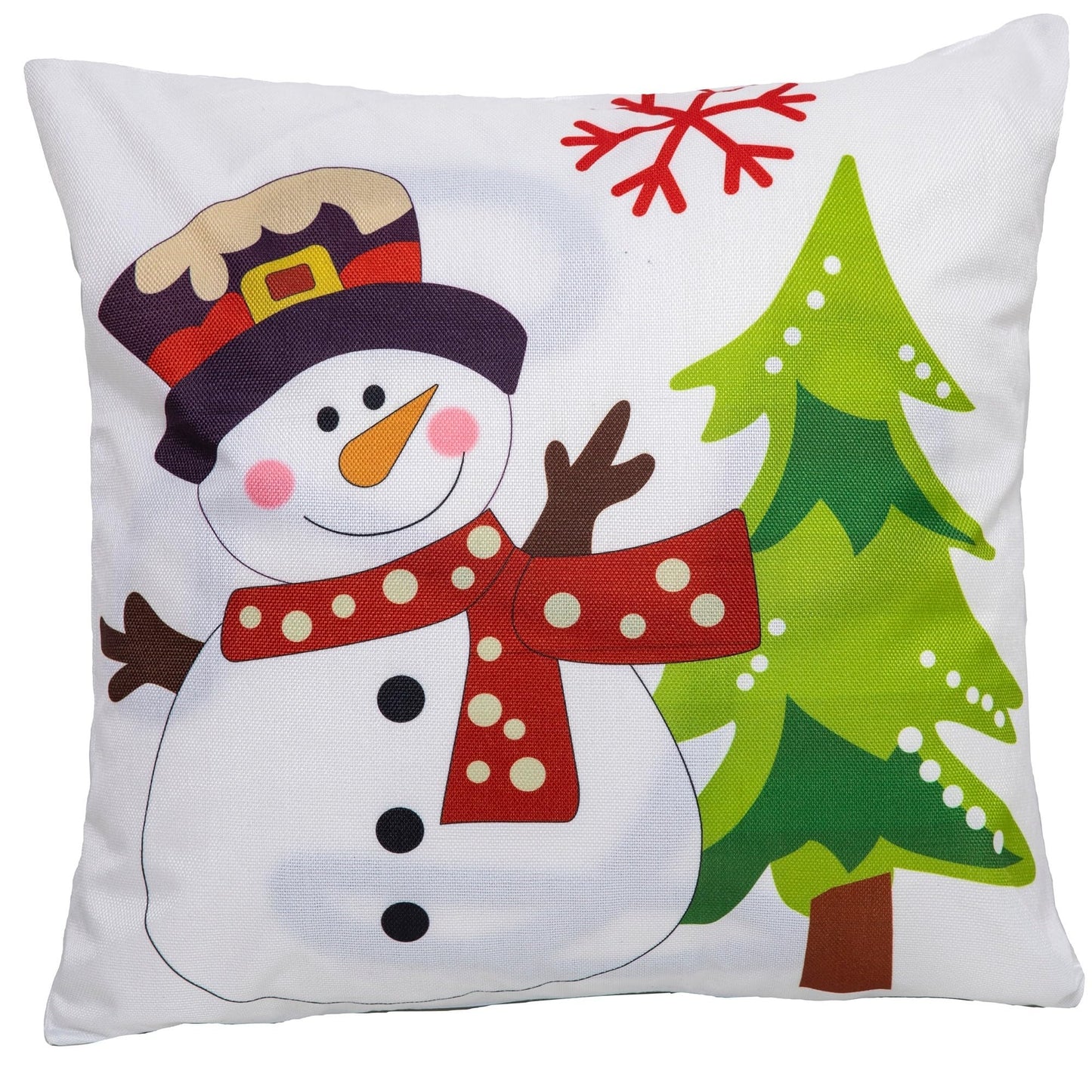 Christmas Snowman Pillow Cover Festive Winter Cushion Case with Tree and Snowflake for Sofa and Living Room - Medaid International