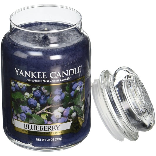 Yankee Candle Blueberry Scented, Classic 22oz Large Jar Single Wick Candle, Over 110 Hours of Burn Time - Medaid International