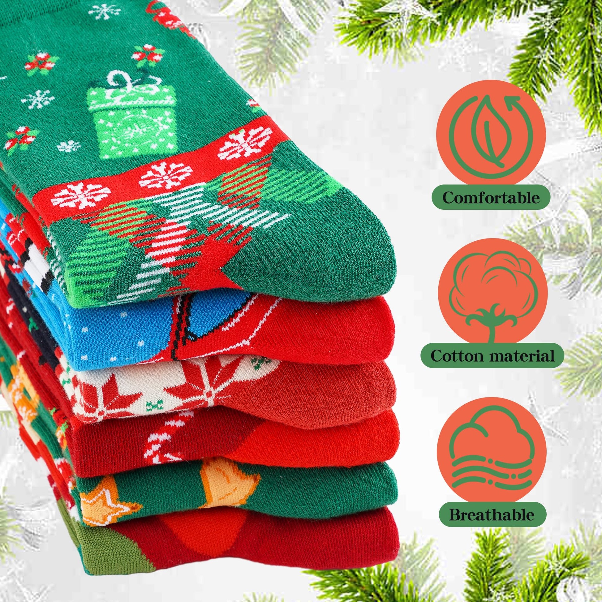 BONANGEL Christmas Socks Women, Funny Novelty Cute Xmas Holiday Crew Socks, Crazy Christmas Gifts for Women Girls - Medaid International