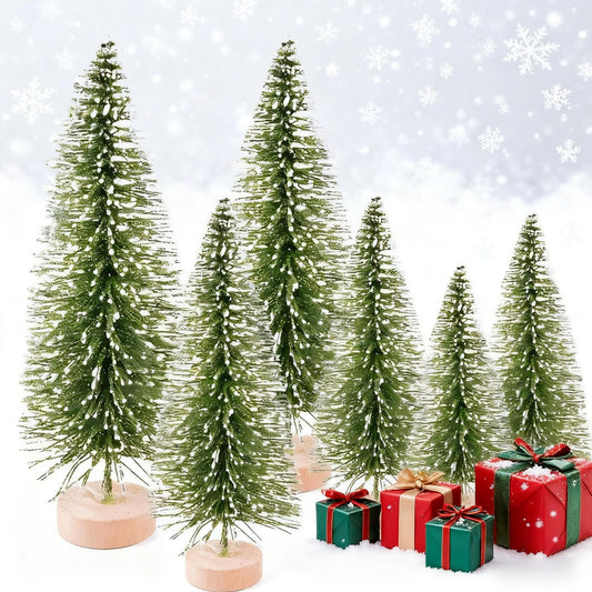 Mini Christmas Tree, 6 PCS Small Artificial Christmas Trees with Base, 3 Size Tabletop Christmas Trees for Home Decor (Green) - Medaid International