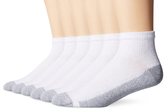 Hanes mens Hanes Men's Performance Ankle Socks, 6-pair Pack casual socks, White, 6 12 US - Medaid International