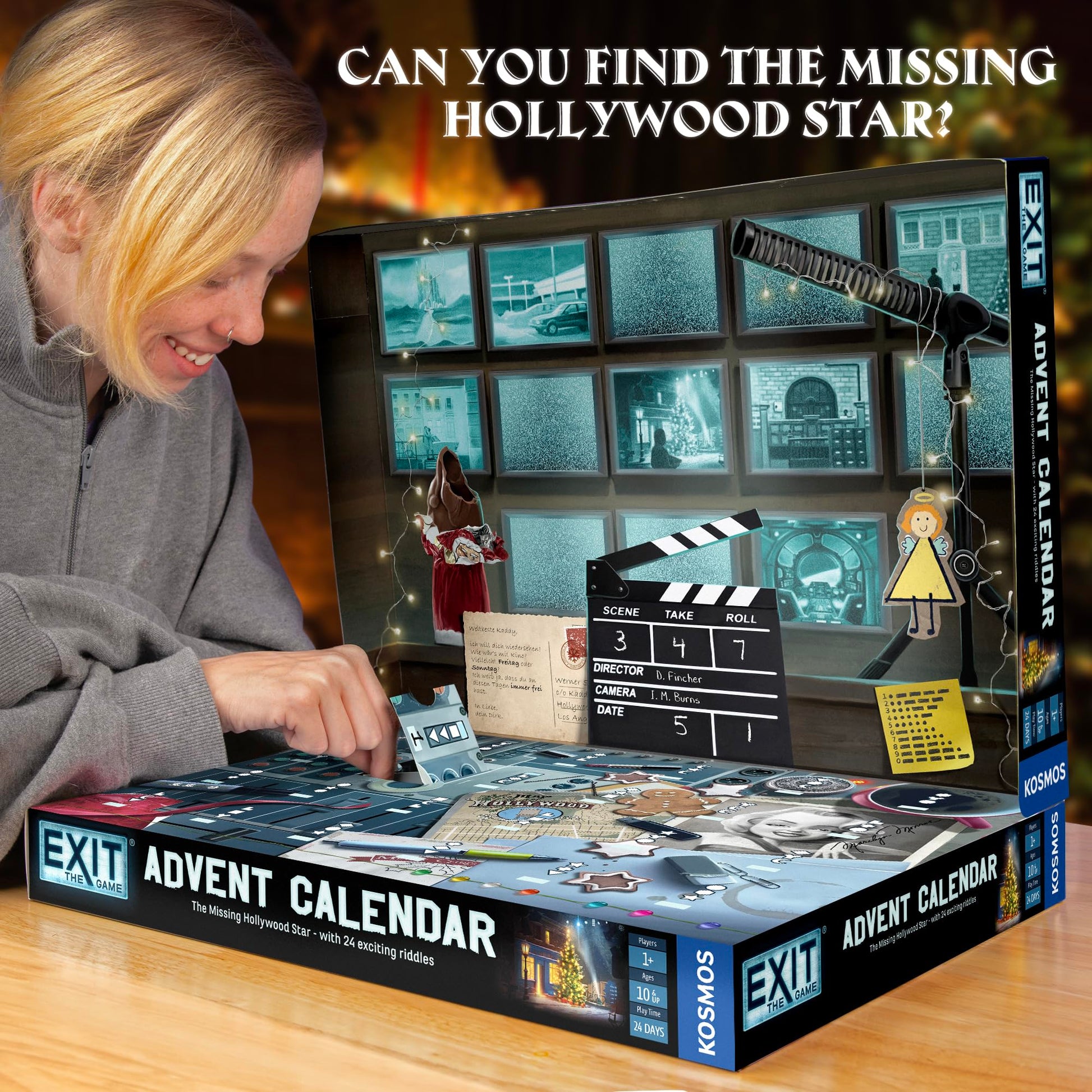 EXIT: The Game - Advent Calendar - The Missing Hollywood Star | Christmas | Calendar | Advent | Mystery Game | Family Activity | Ages 10+ - Medaid International