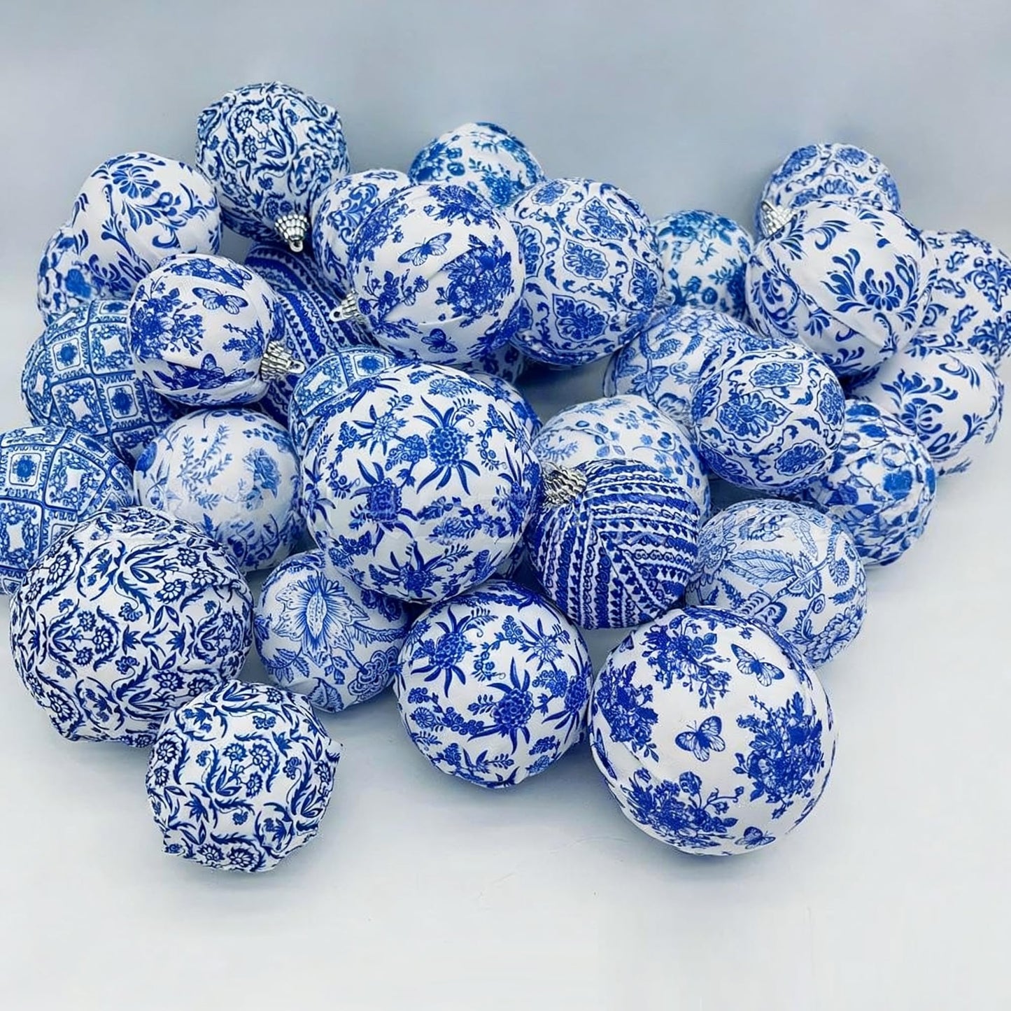 6Pcs Christmas Tree Topper Ornaments - Blue & White, Paired with White String for Christmas Tree, Party Supplies & Various Festive Decor - Medaid International