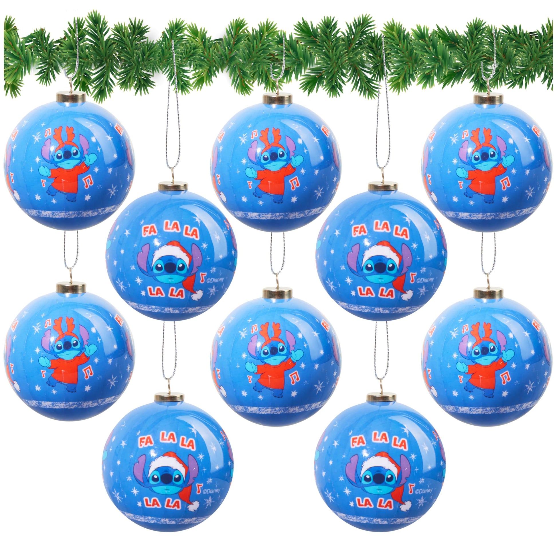 Disney Stitch Christmas Ornaments Set, Pack of 10 Tree Decorations, Hanging Ball Ornaments for Christmas Decorations, Cute Xmas Decor, Xmas Gifts - Medaid International