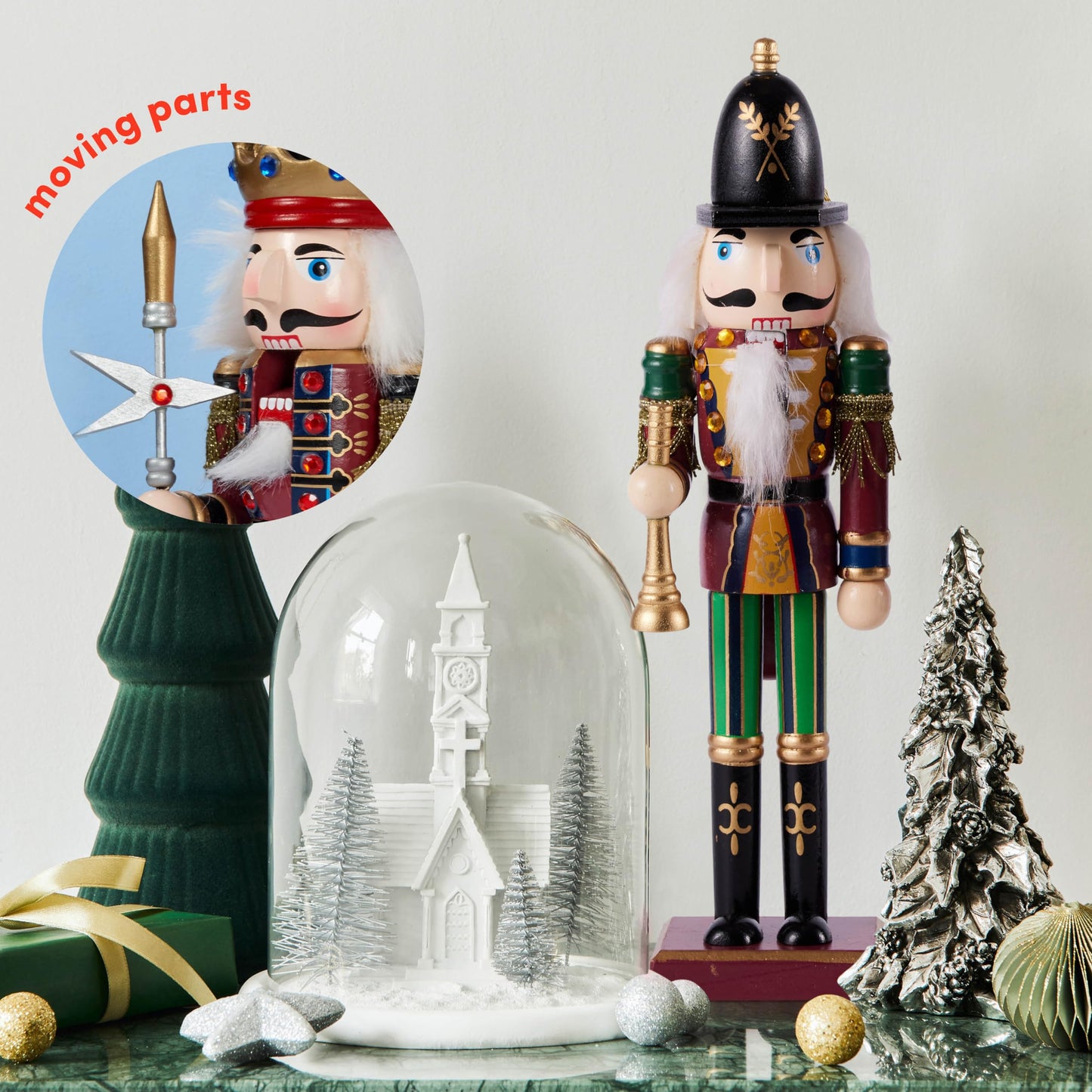 THE TWIDDLERS 2 Pack 12 Inch Wooden Nutcracker Christmas Decor King & Guard Soldier (Red) Decorative Christmas Nutcracker Figures, Nutcracker Christmas Decorations, Cascanueces de Navidad in Gift Box - Medaid International
