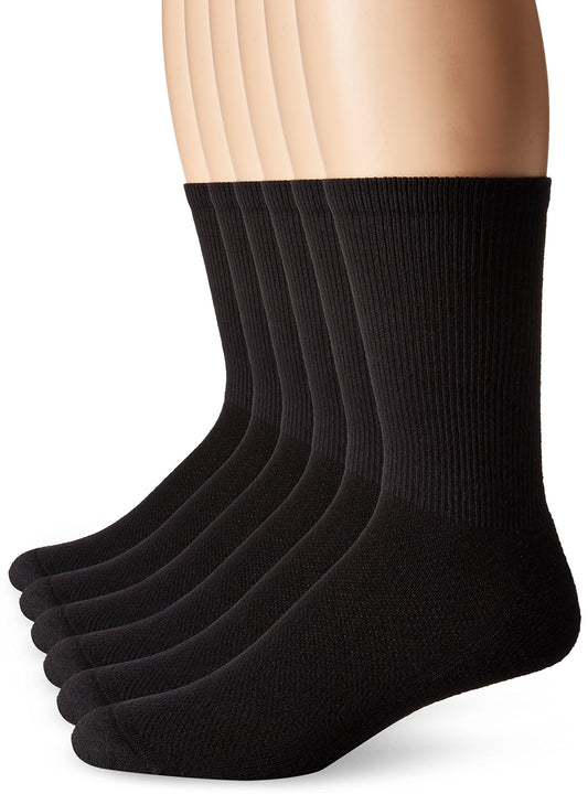 Hanes mens Freshiq X-temp Comfort Cool Crew Socks, 6-pack slipper socks, Black, 6 12 US - Medaid International