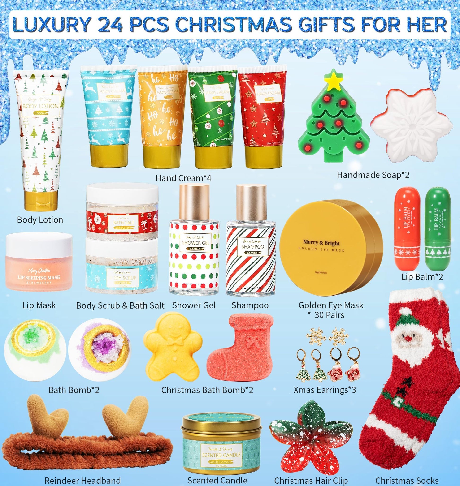 Qinline Advent Calendar 2025 Adult Women - 24 Days Beauty Advent Christmas Countdown Calendar for Teen Girls Luxury Self Care Basket Bath Body Spa Gift Set for Women Wife Mom Girlfriend Sister Grandma - Medaid International