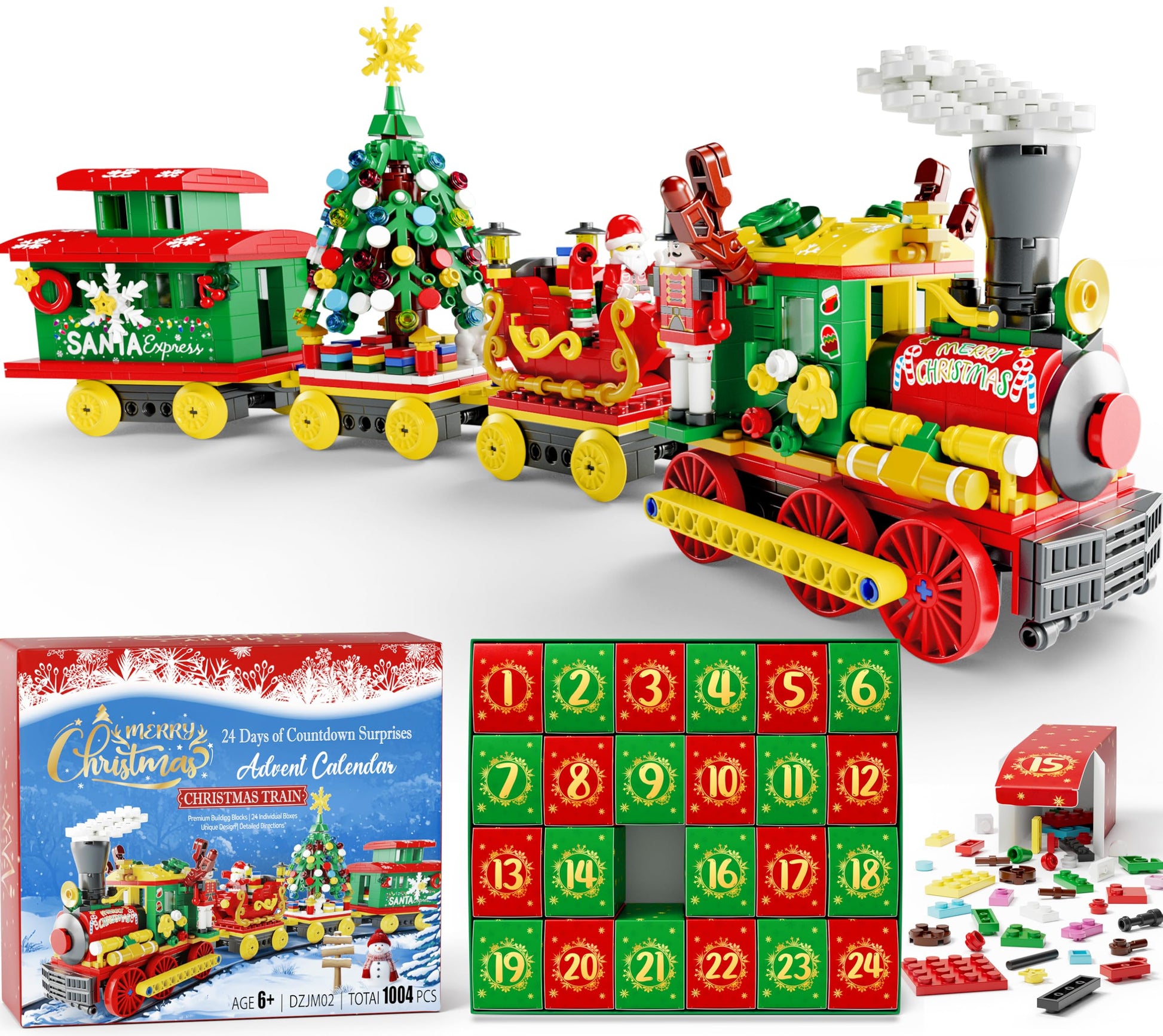 Advent Calendar 2025 Christmas Gifts for Kids Adults Teens, Christmas Train Building Blocks Holiday Gifts New Year Gift Box with Tree Santa Nutcracker Toys Set for Boys Girls Women Men Age 6+ - Medaid International